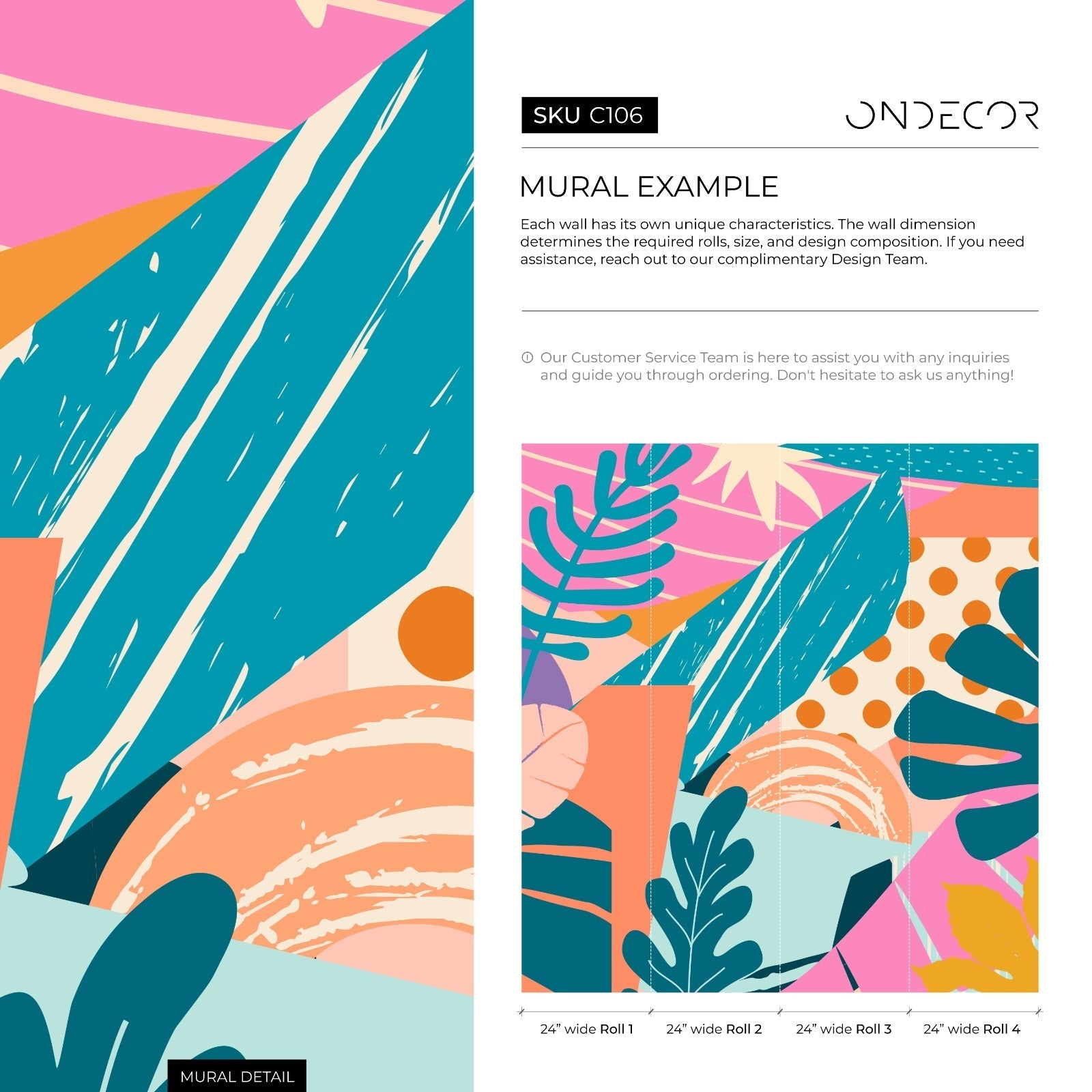 Abstract Wallpaper With A Colorful Collage Of Shapes In Teal, Orange, And Pink - C106