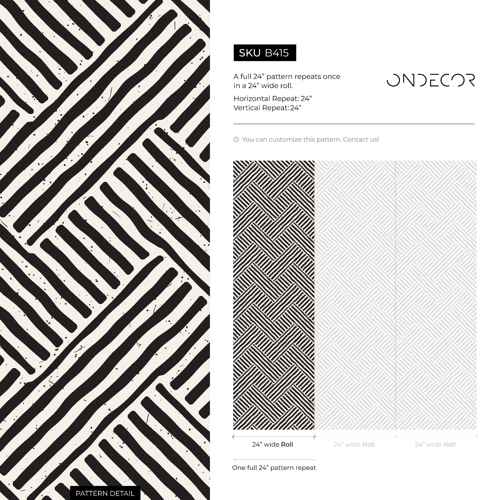 Geometric Wallpaper With A Hand-drawn Line Motif In Black And White - B415