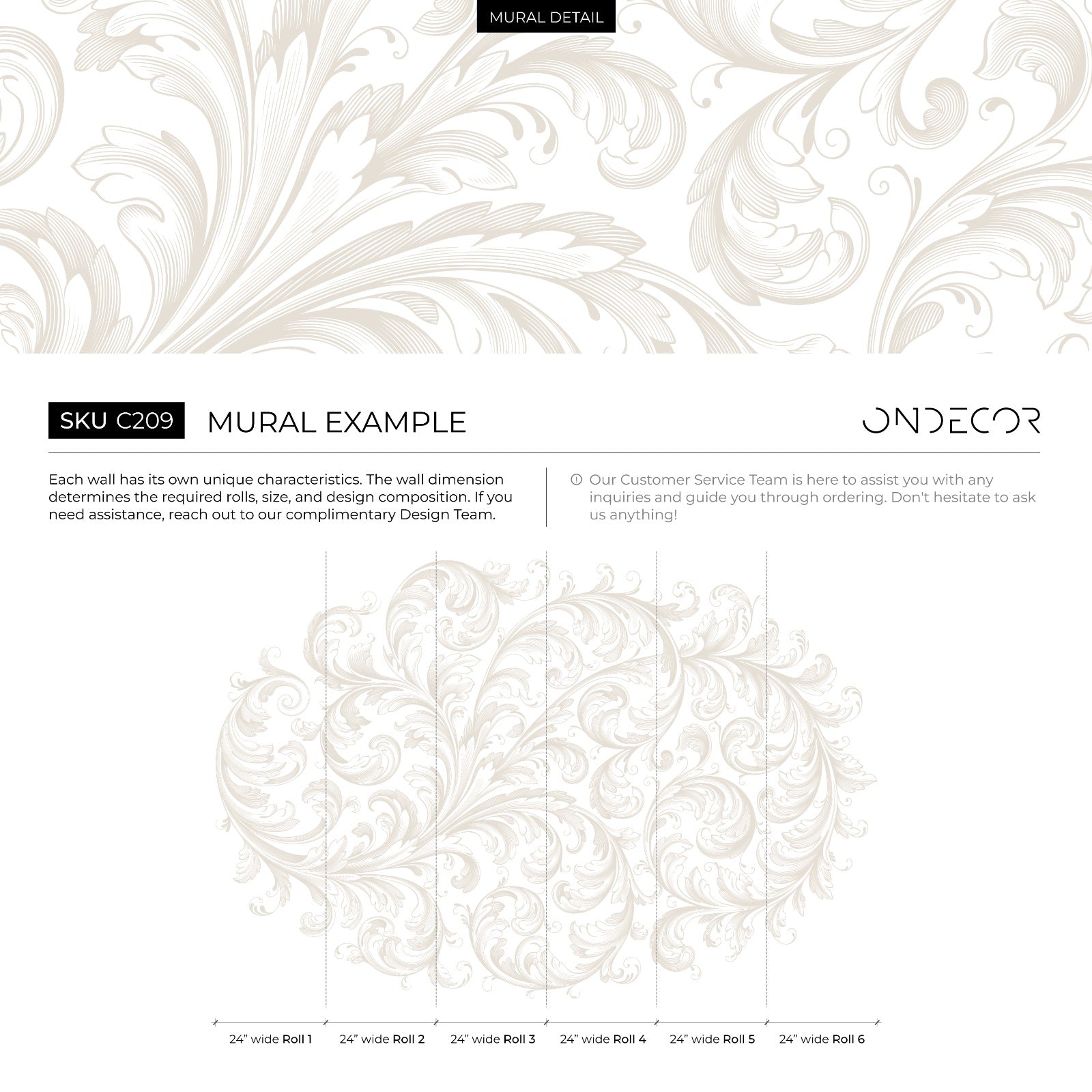 Damask Wallpaper With Elegant Acanthus Scrolls In Beige And Cream - C209