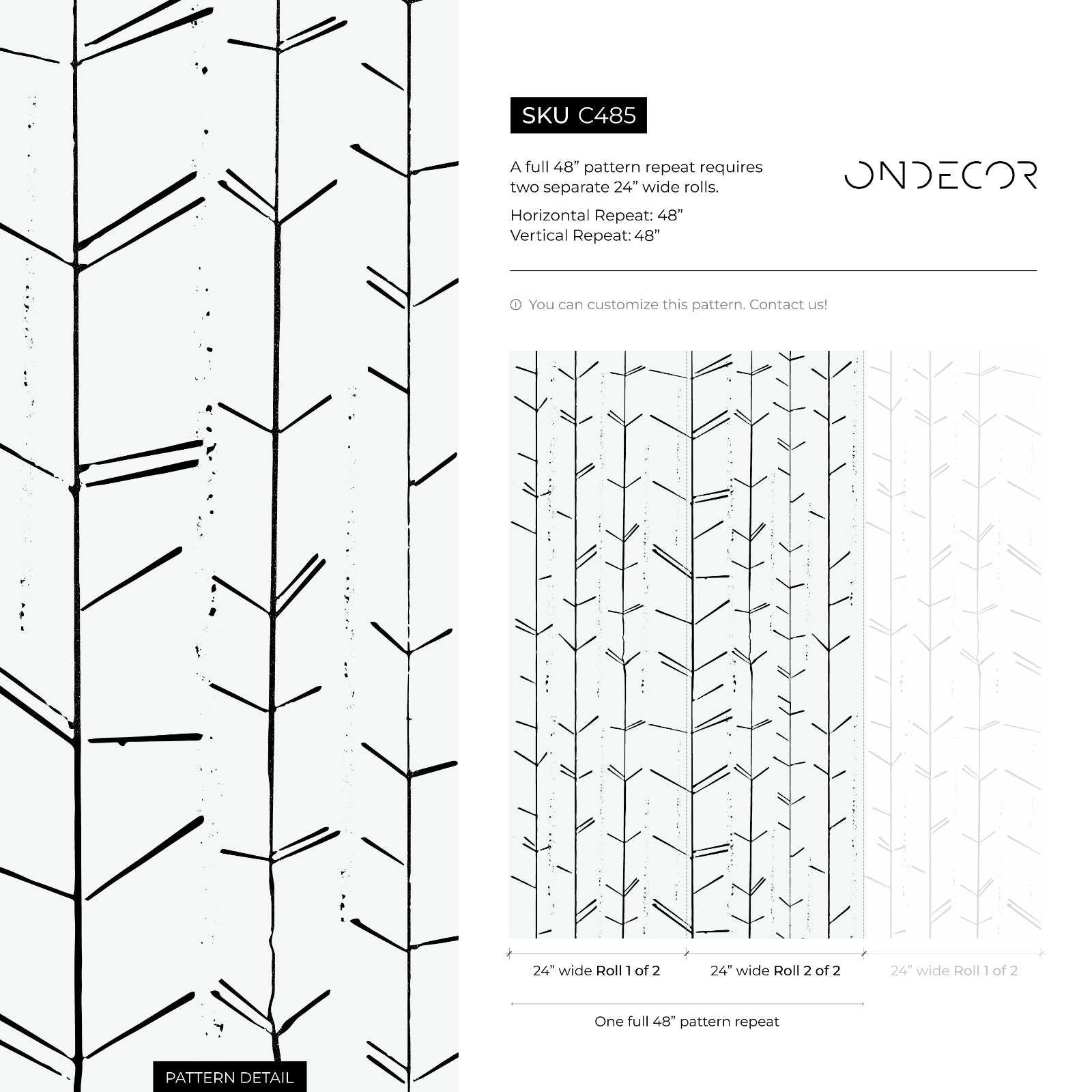Minimalist Wallpaper With Abstract Branch Stems In Black - C485