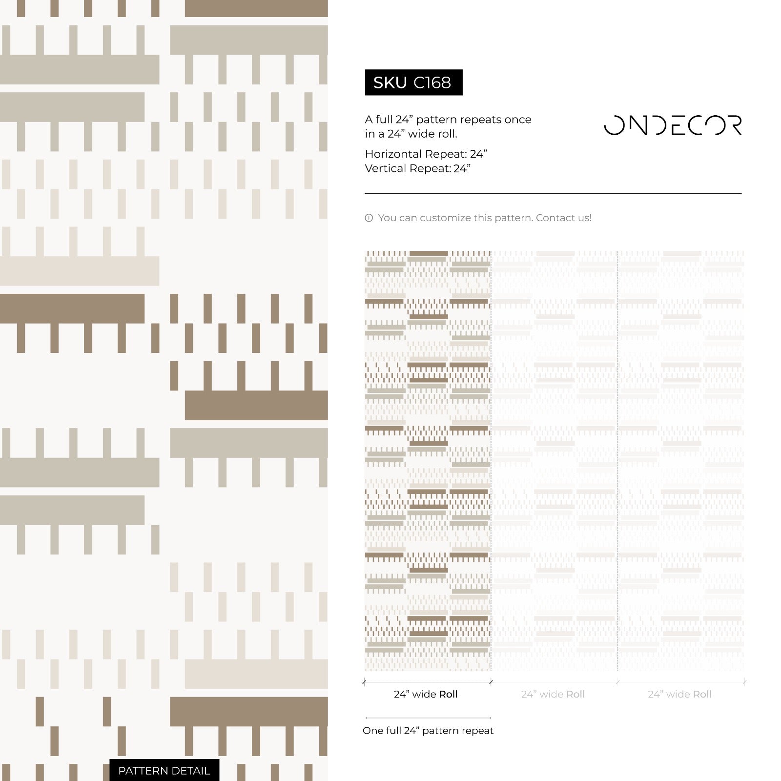 Geometric Wallpaper With Modern Striped Accents In Brown And Beige - C168