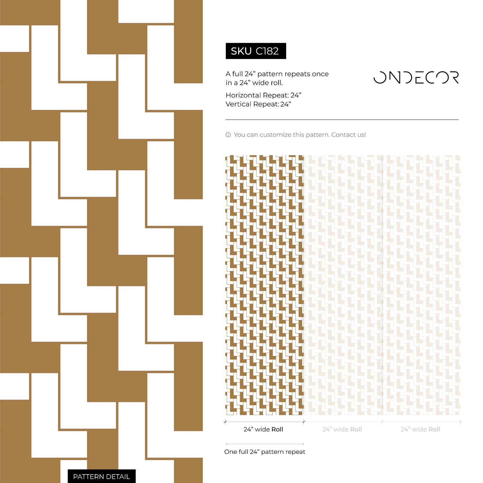 Geometric Wallpaper With An Interlocking L-shape Motif In Brown And White - C182