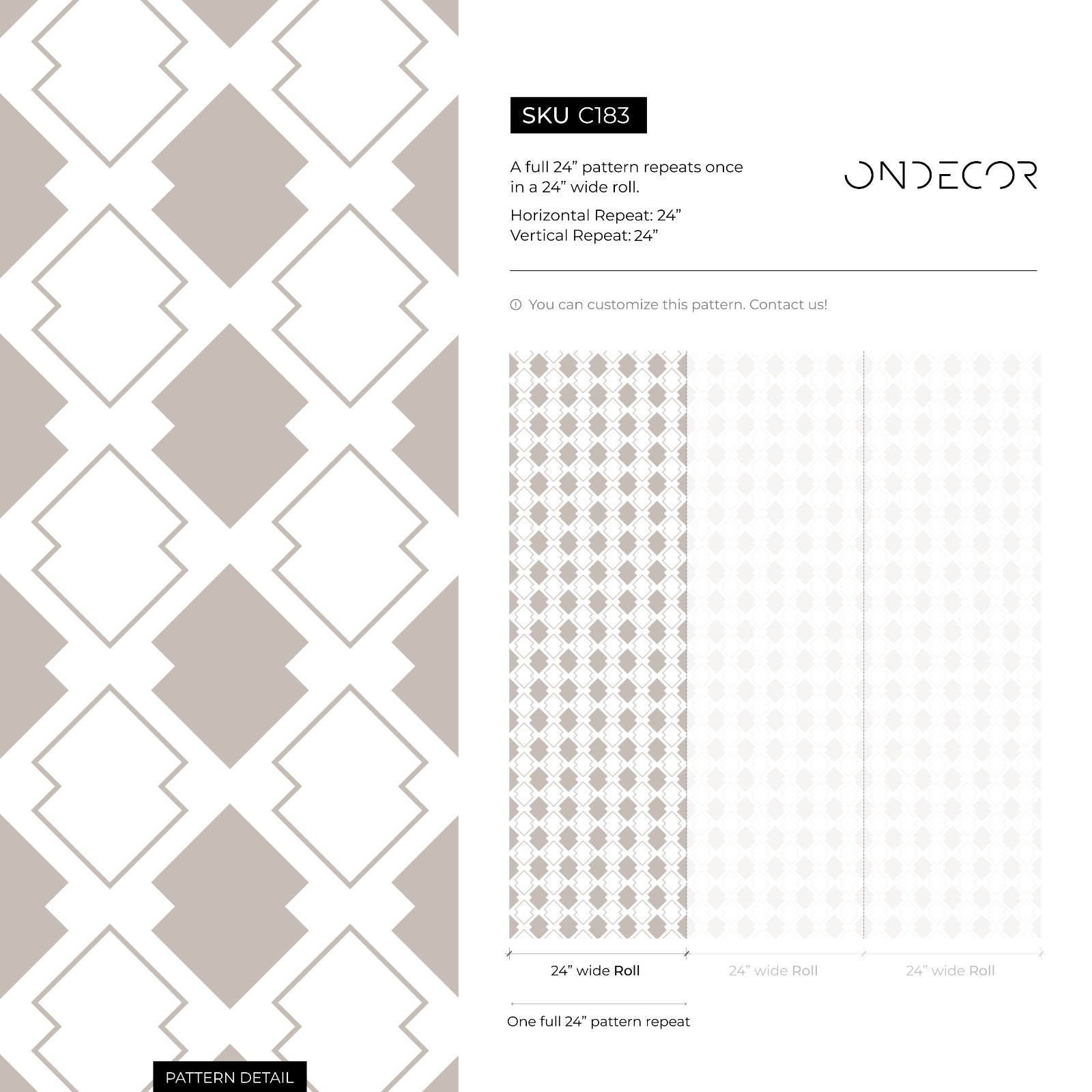 Geometric Wallpaper With A Minimalist Diamond Lattice In Taupe - C183