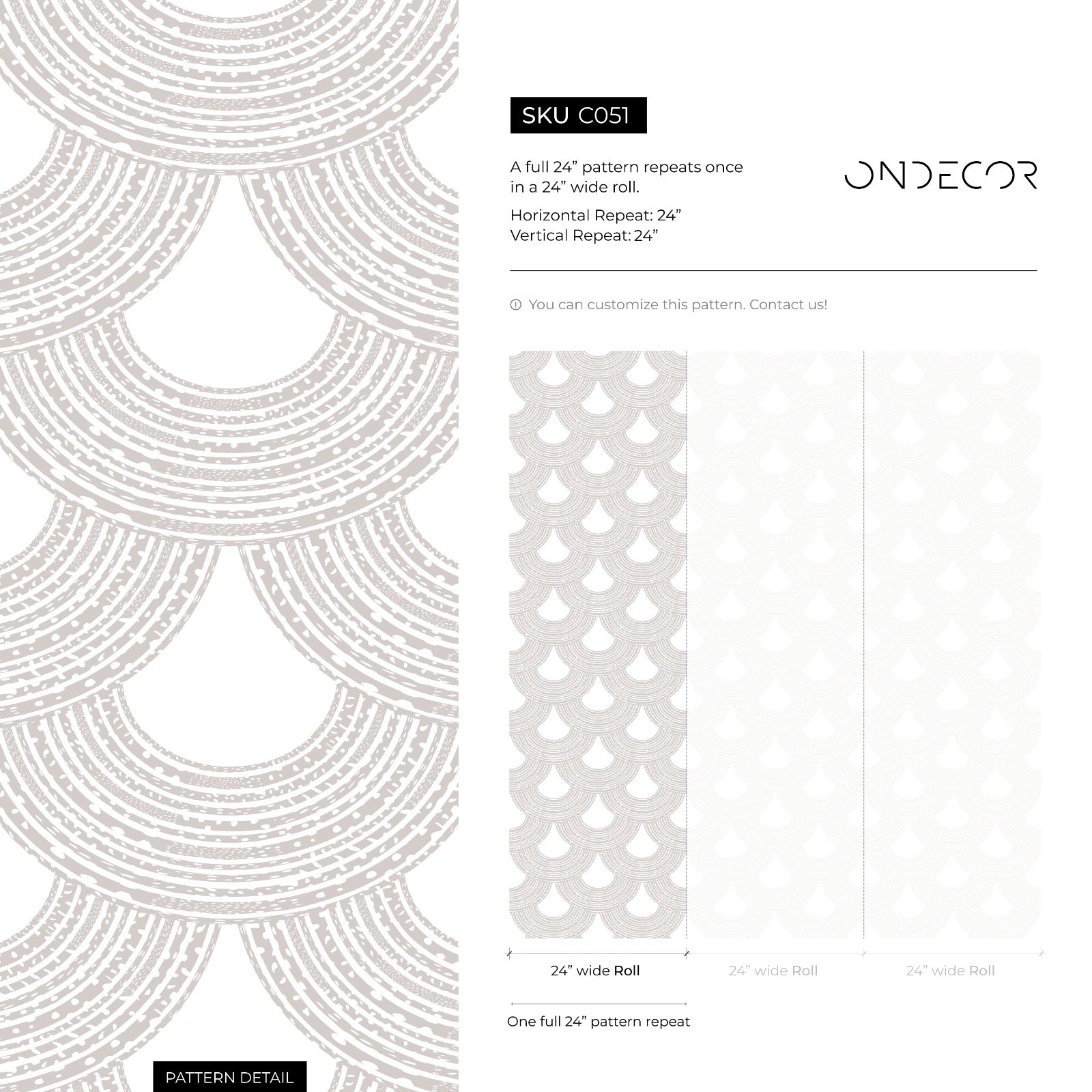 Geometric Wallpaper With A Dotted Scallop Pattern In Gray - C051