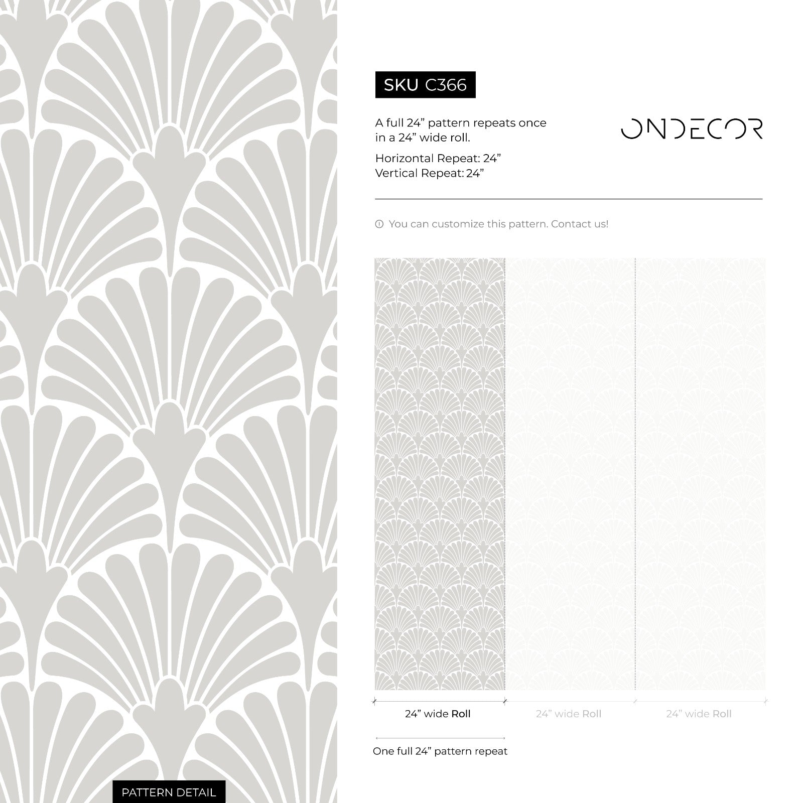 Art Deco Wallpaper With A Stylized Fan Motif In Gray And White - C366