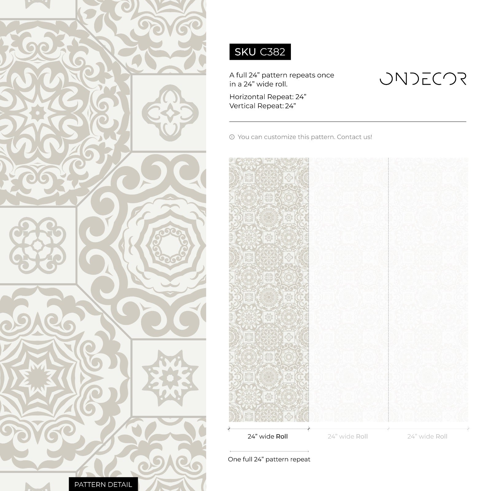 Tile Wallpaper With Intricate Medallion Motifs In Beige And Off-white - C382