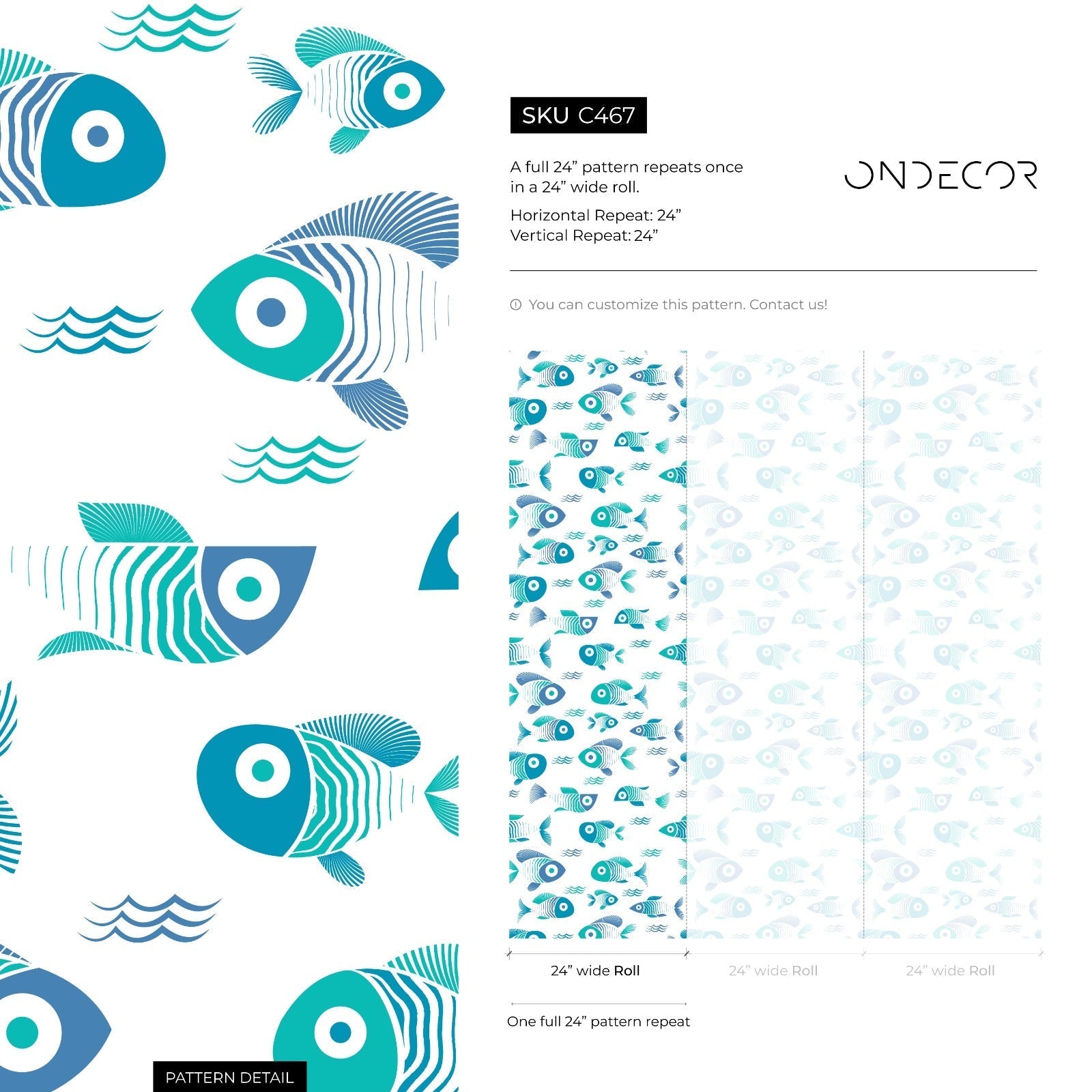 Nautical Wallpaper Featuring A School Of Fish In Blue And Teal - C467