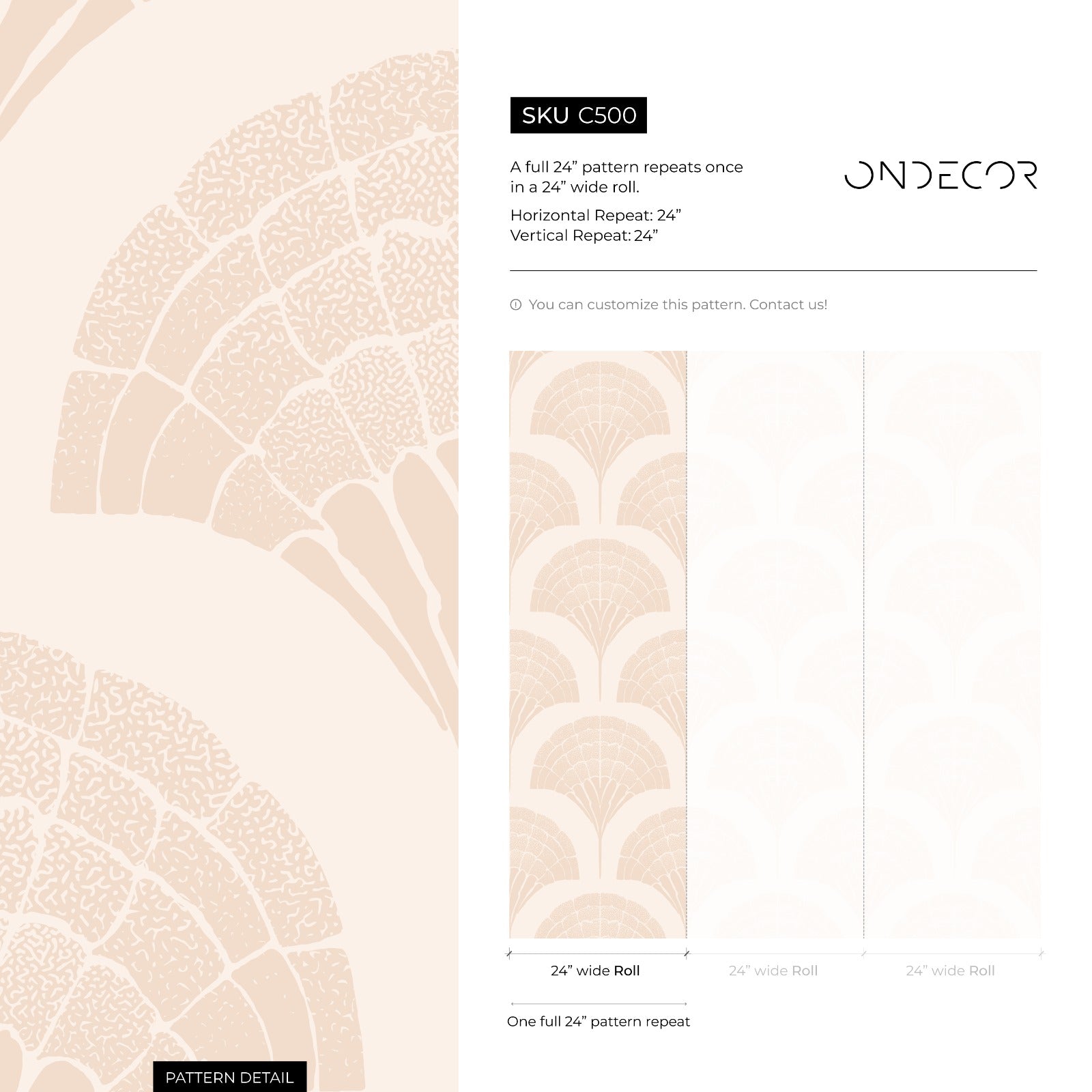 Art Deco Wallpaper With A Stylized Fan Motif In Beige And Cream - C500