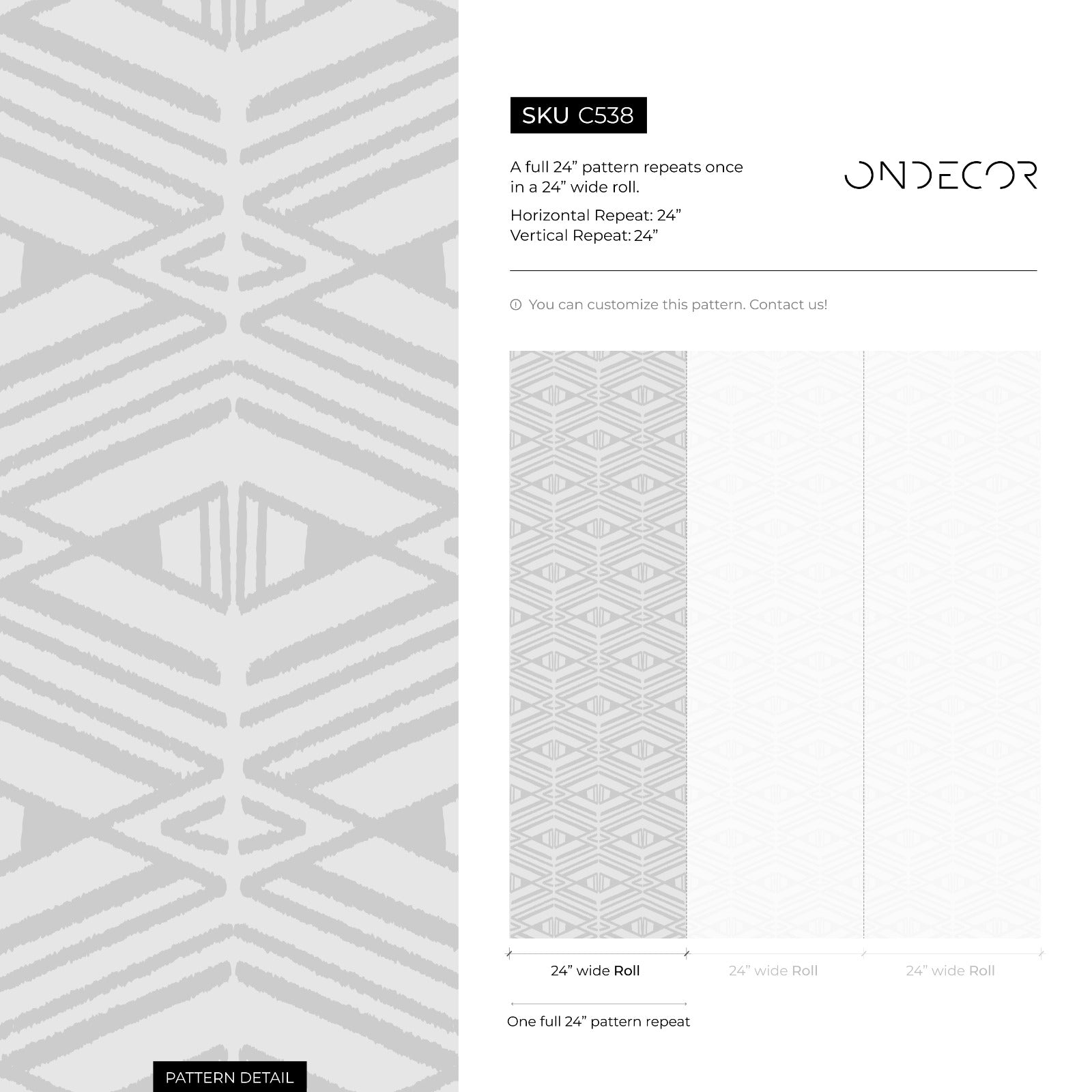 Geometric Wallpaper With A Tribal Diamond Motif In Light Gray - C538