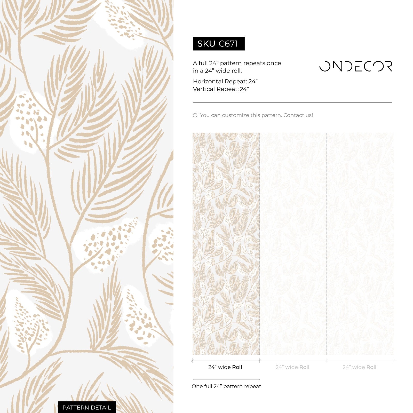 Botanical Wallpaper With Delicate Leafy Branches In Beige - C671
