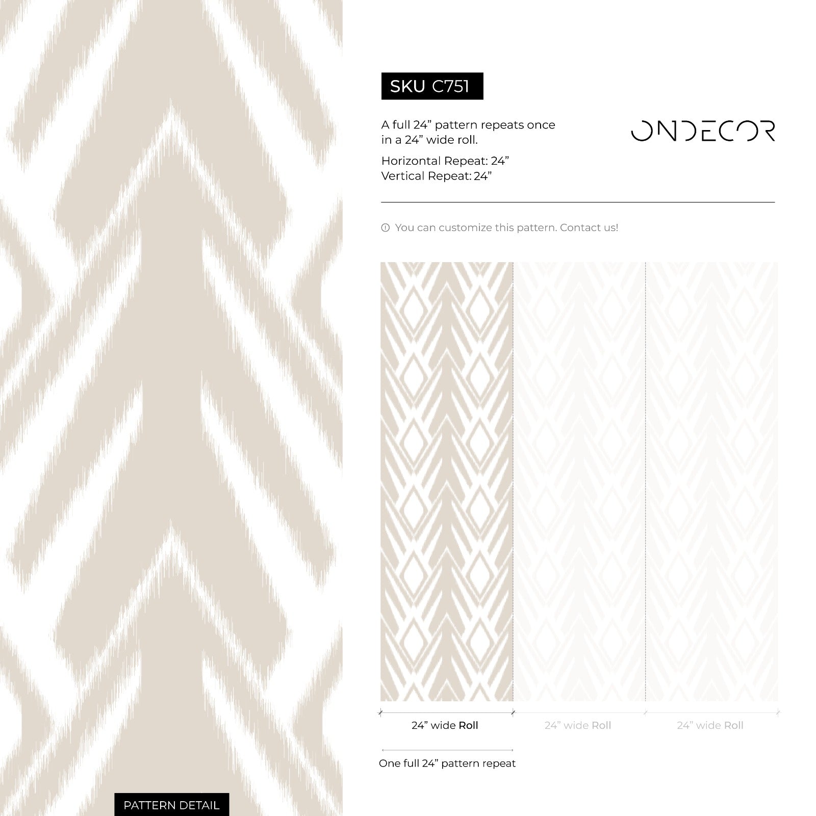 Tribal Wallpaper With A Boho Ikat Motif In Beige And White - C751