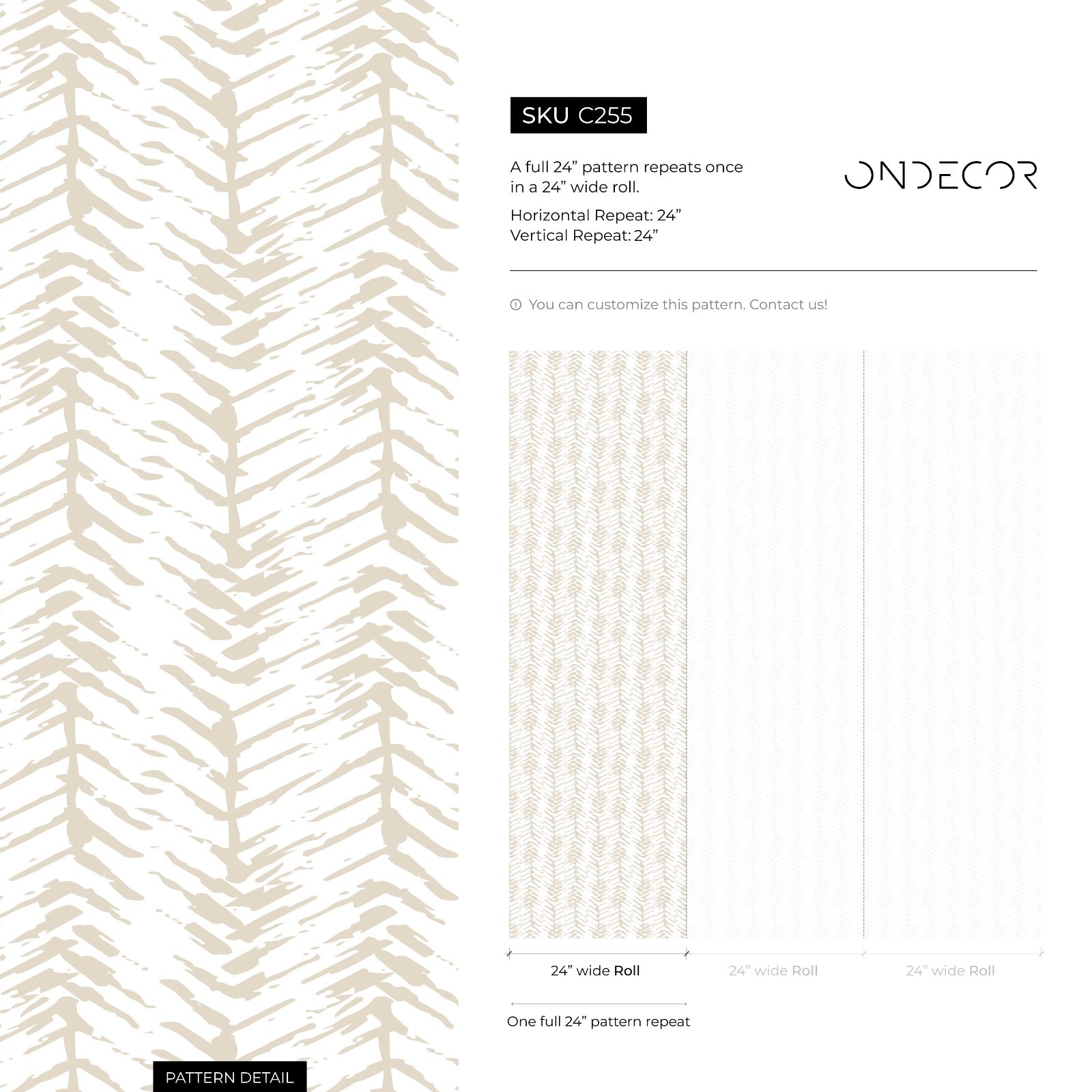 Geometric Wallpaper With A Textured Herringbone Motif In Beige - C255