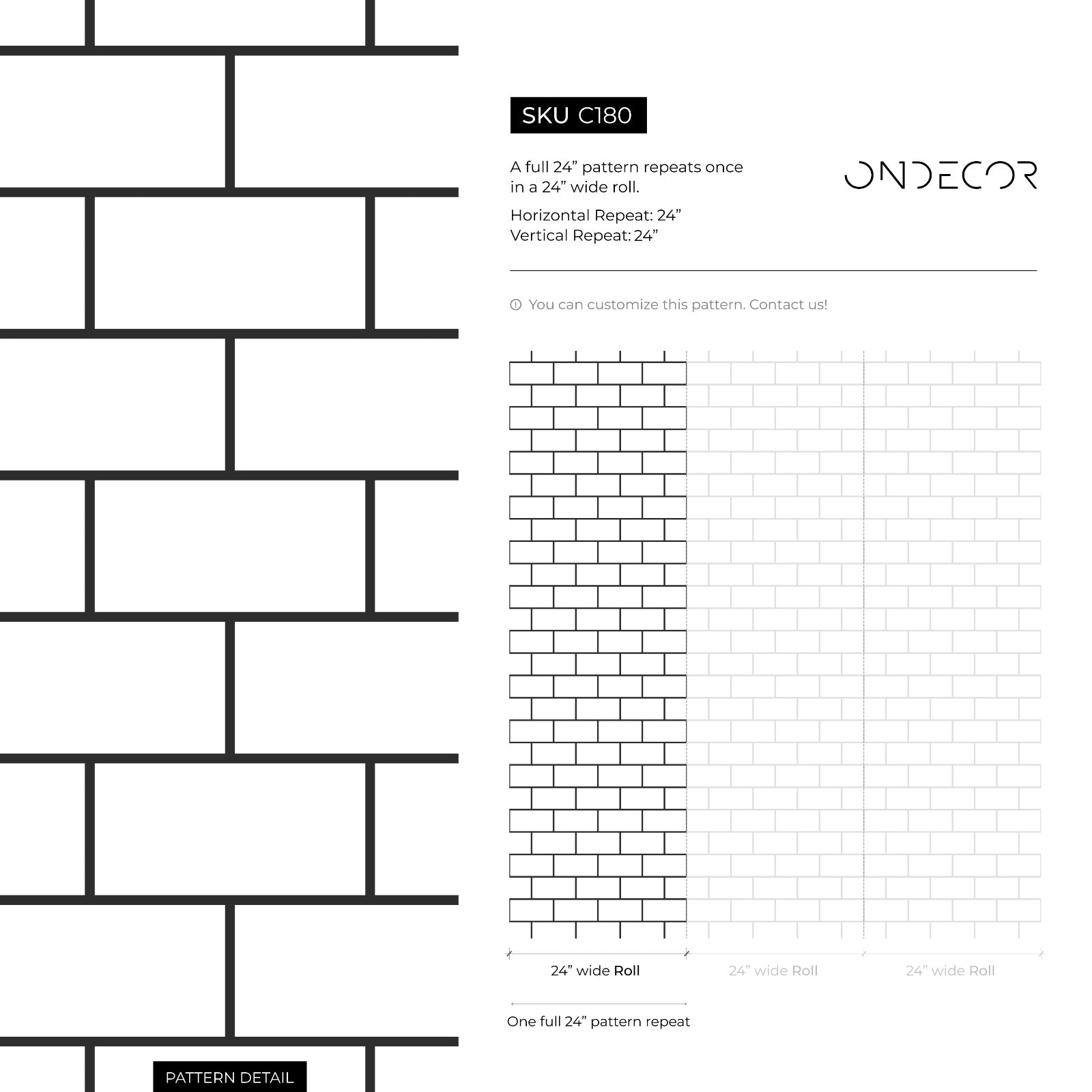 Subway Tile Wallpaper With A Minimalist Brick Pattern In Black And White - C180