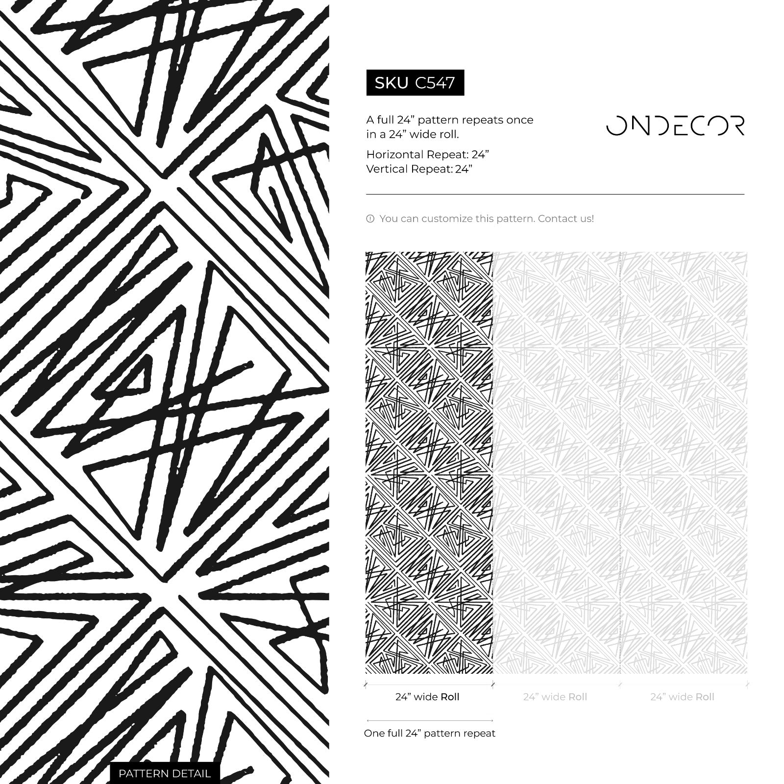 Geometric Wallpaper With Abstract Hand-drawn Triangles In Black And White - C547