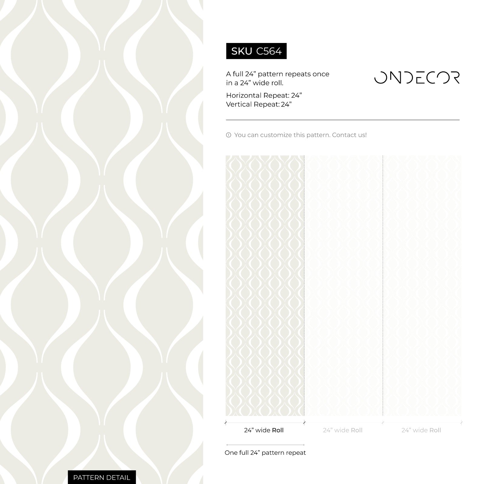 Abstract Wallpaper With A Modern Wavy Motif In White And Light Beige - C564