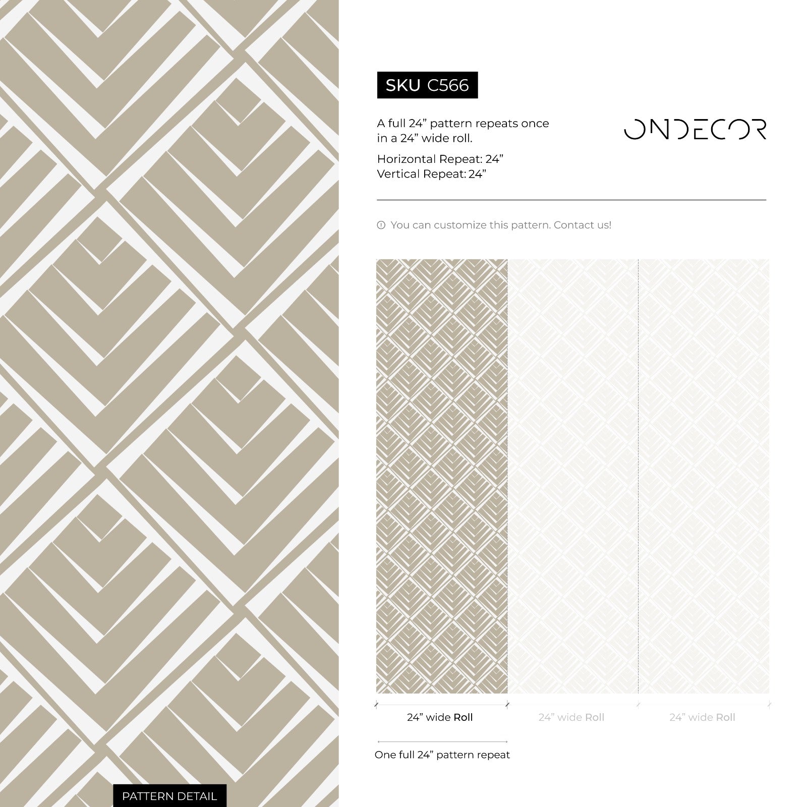 Art Deco Wallpaper With A Geometric Diamond Pattern In Beige And White - C566