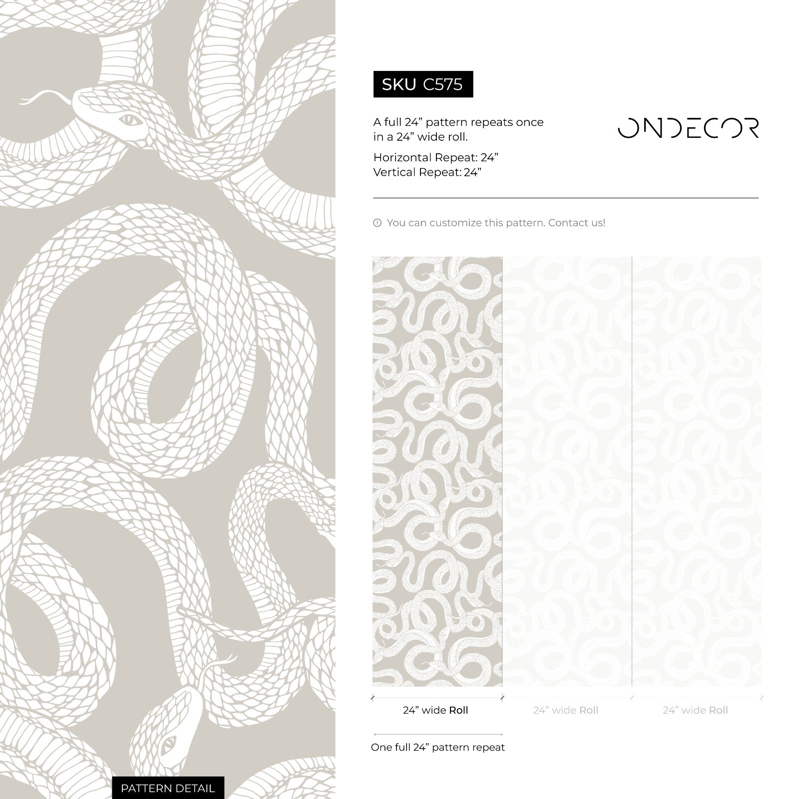 Snake Wallpaper With An Intertwined Serpent Motif In Beige And White - C575