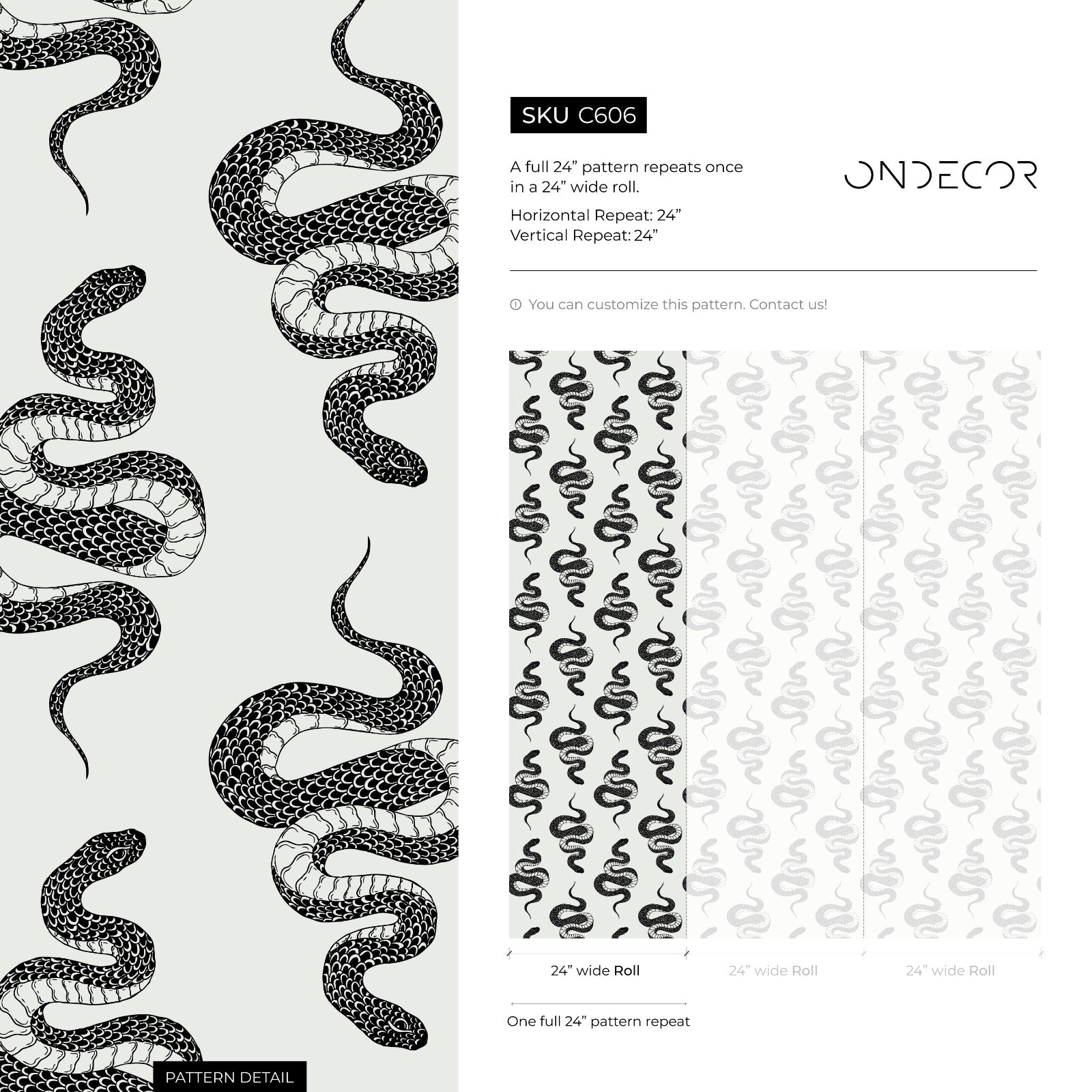 Animal Wallpaper With A Detailed Serpent Pattern In Black And Gray - C606