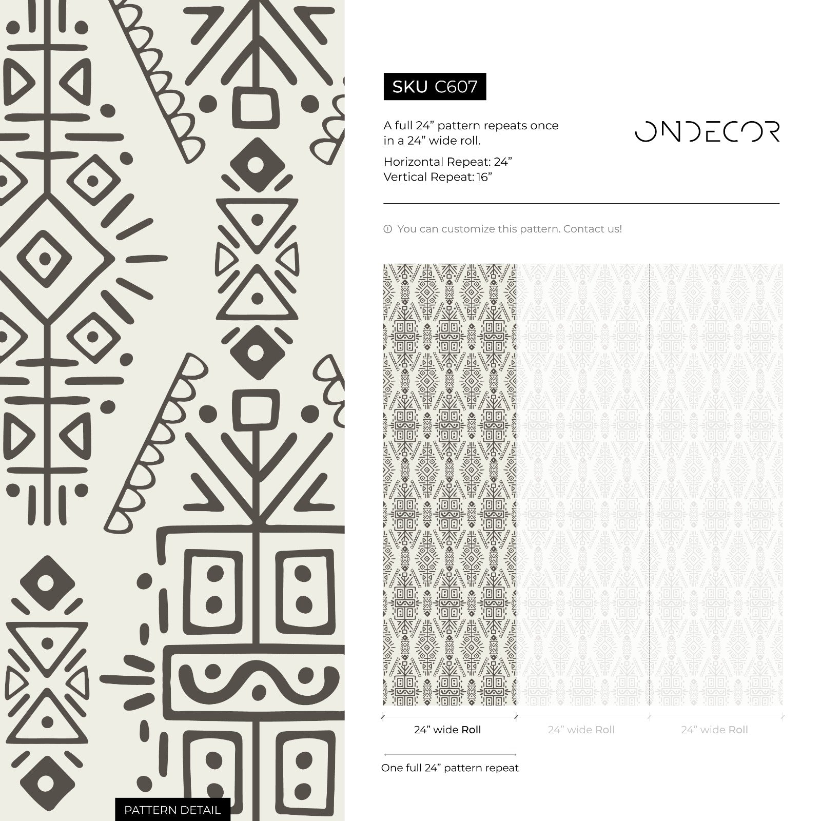 Tribal Wallpaper With A Geometric Ethnic Motif In Beige And Black - C607