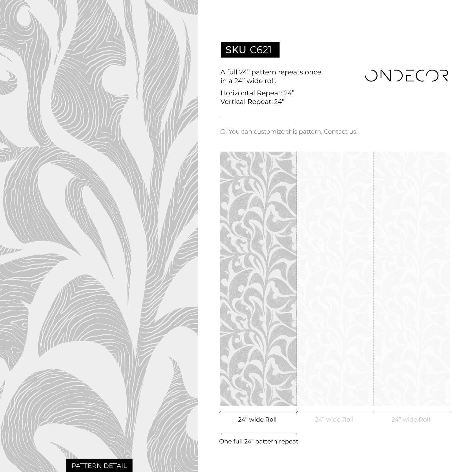 Art Nouveau Wallpaper With Swirling Abstract Foliage In Light Gray And Gray - C621