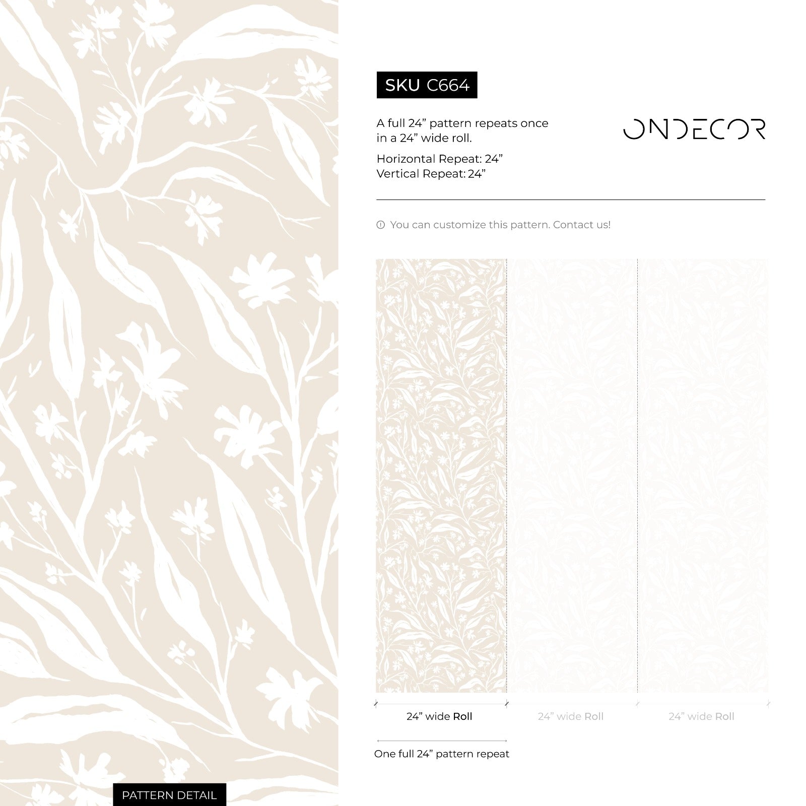 Botanical Wallpaper Featuring Delicate Climbing Vines In White And Beige - C664