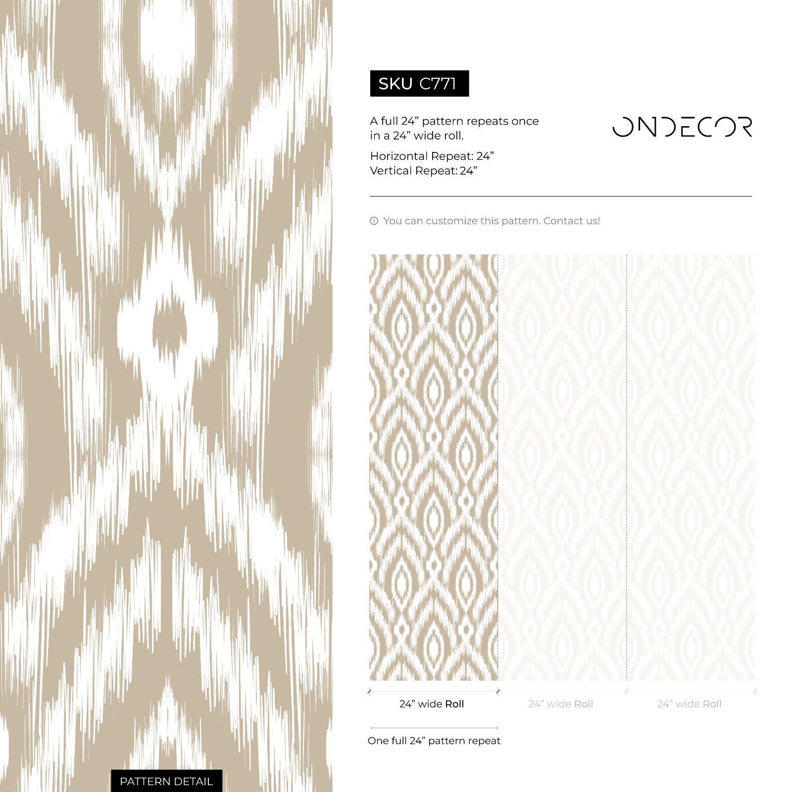 Ethnic Wallpaper With A Bohemian Ikat Motif In Beige And White - C771
