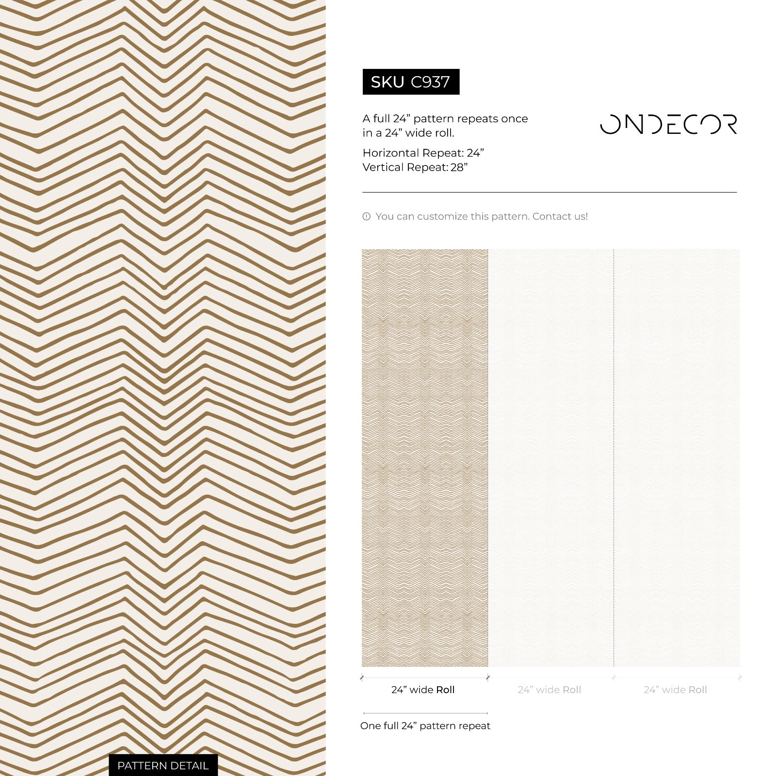 Chevron Wallpaper With Hand-drawn Lines In Beige And Brown - C937