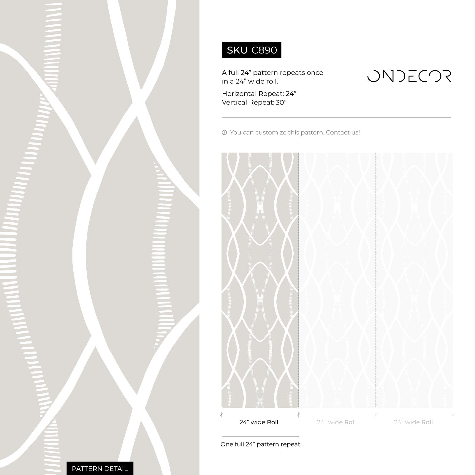 Abstract Wallpaper With A Boho Ogee Lattice In Gray And White - C890