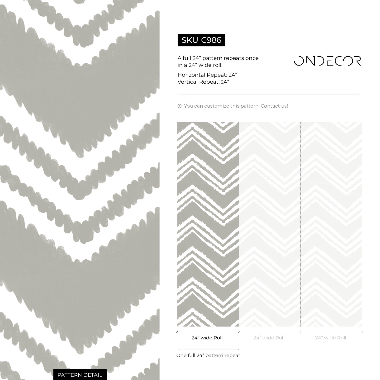 Boho Wallpaper With A Hand-drawn Chevron Motif In Gray And White - C986