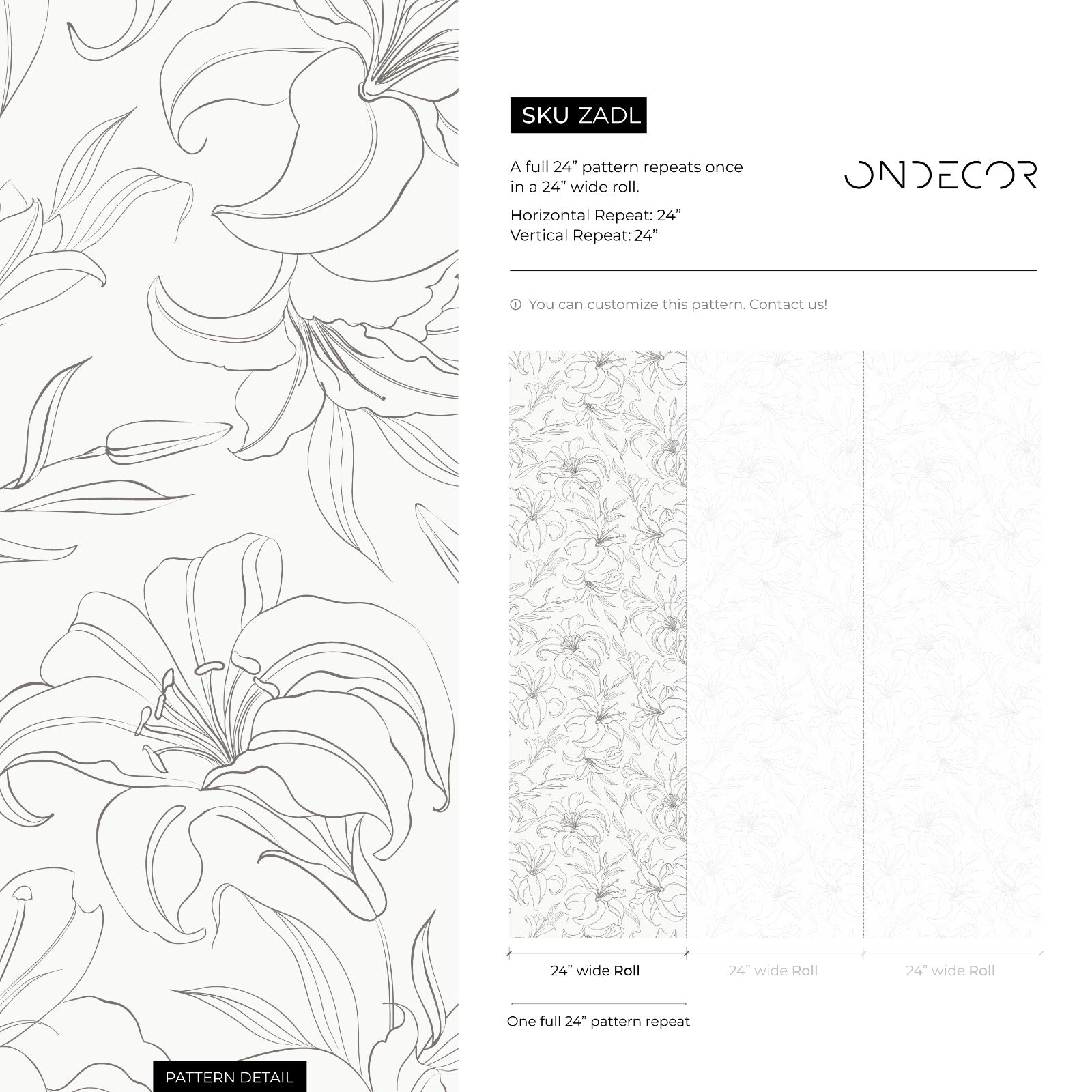 Minimalist Wallpaper With Elegant Lily Line Art In Black And White - Zadl