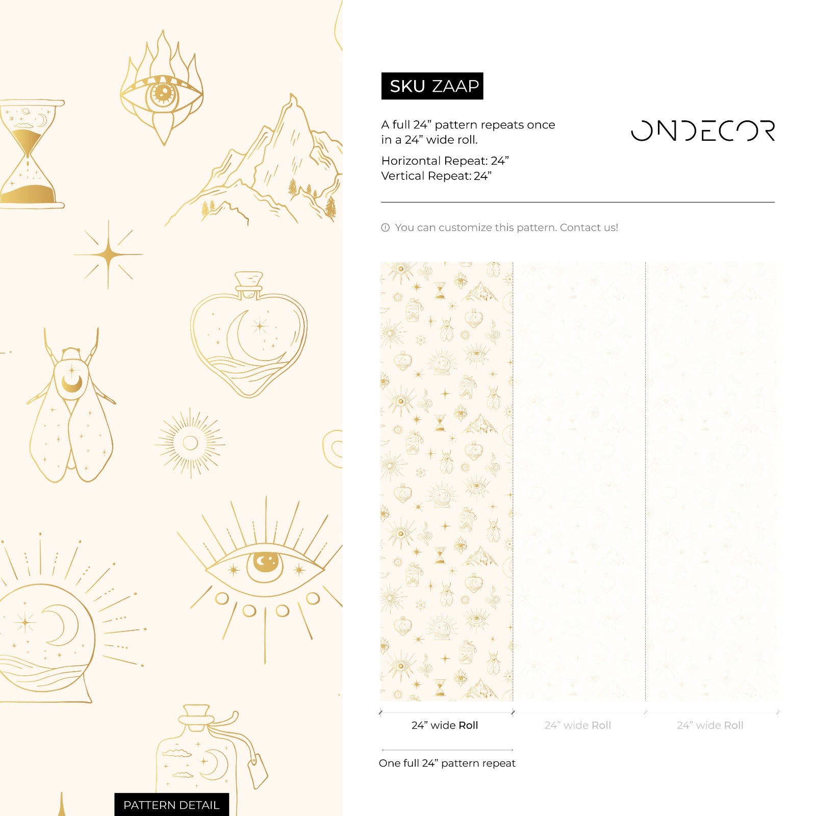 Mystical Wallpaper With Celestial Symbols In Gold - Zaap