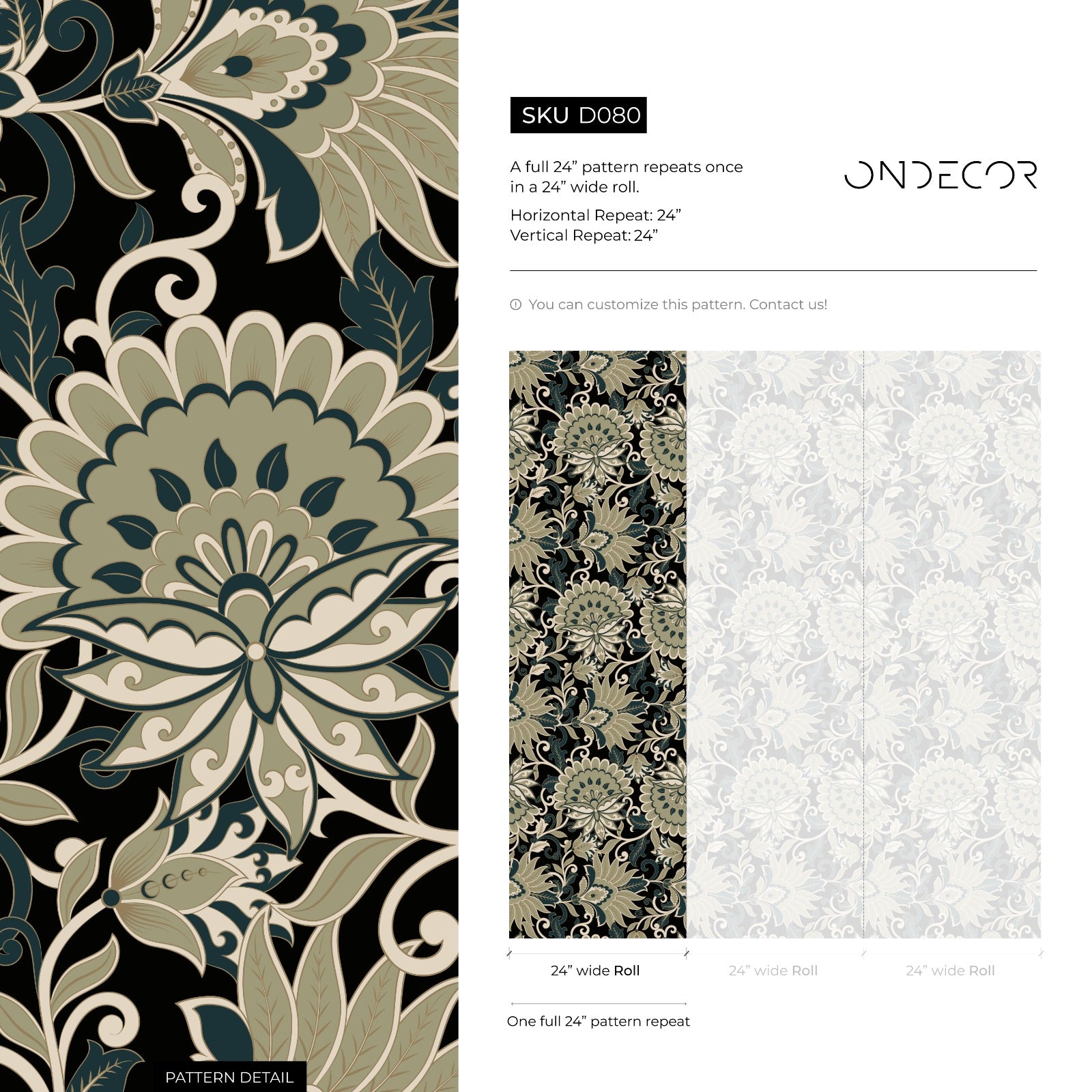 Victorian Wallpaper With An Intricate Paisley Motif In Green, Gold, And Black - D089