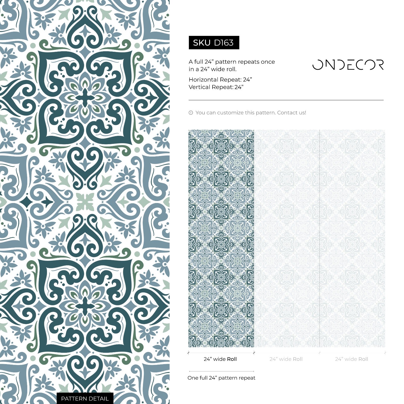 Moroccan Tile Wallpaper Featuring Ornate Medallions In Blue, Teal, And Green - D163