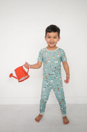Puppy Egg Hunt (short Sleeve Pj) - Aquamarine