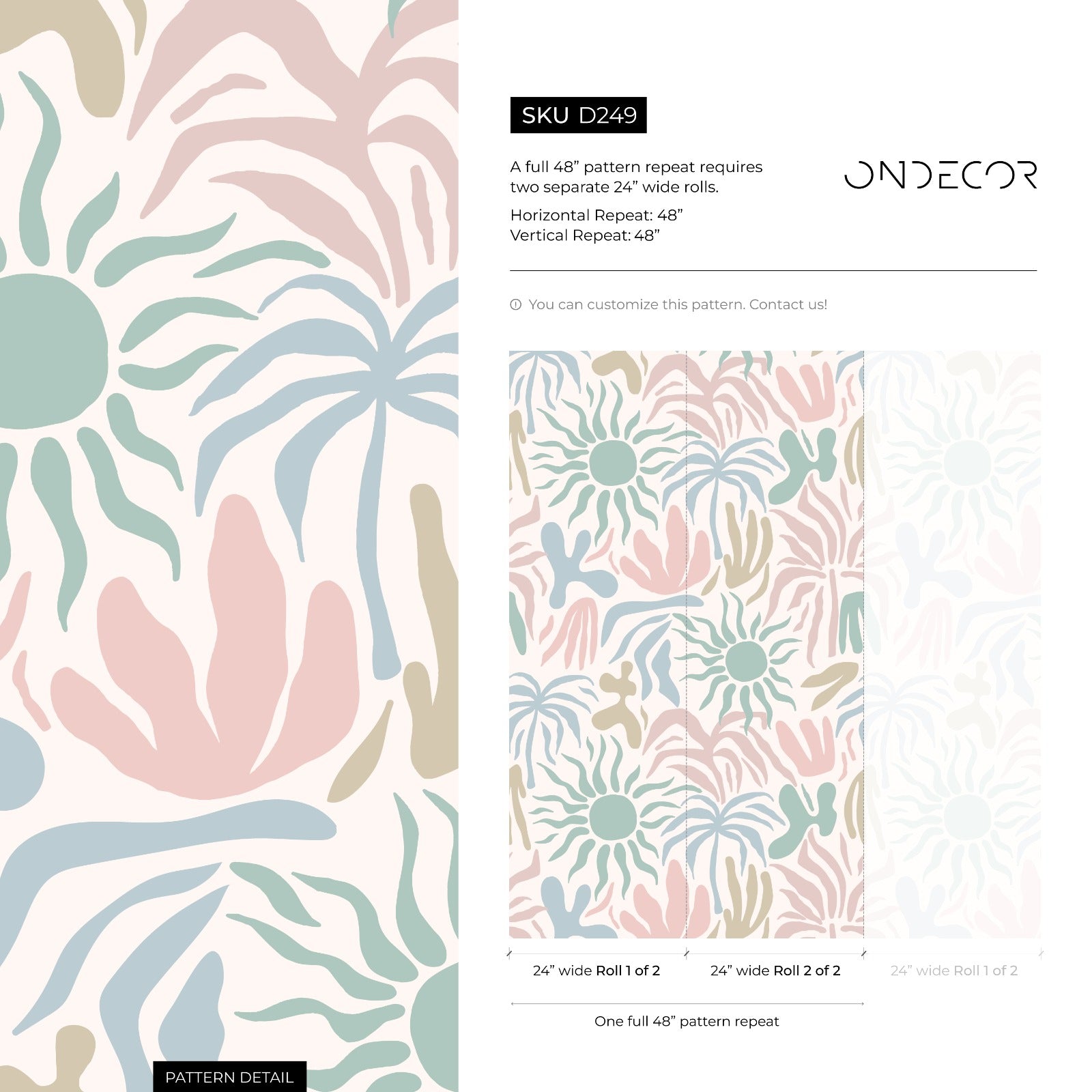 Abstract Wallpaper With Stylized Sun And Palm Shapes In Pink, Green, And Blue - D249