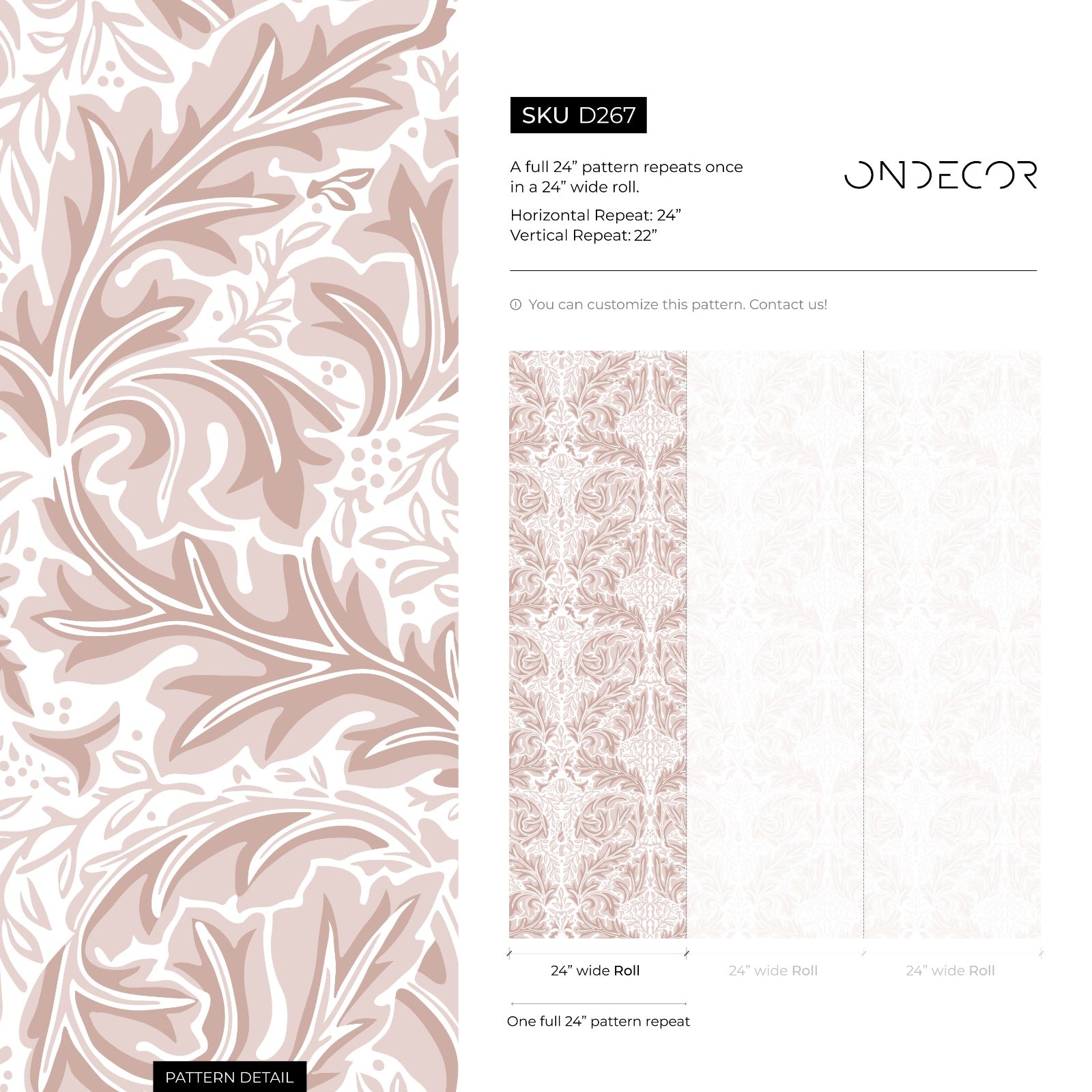 Victorian Wallpaper With A Symmetrical Acanthus Motif In Pink And White - D267