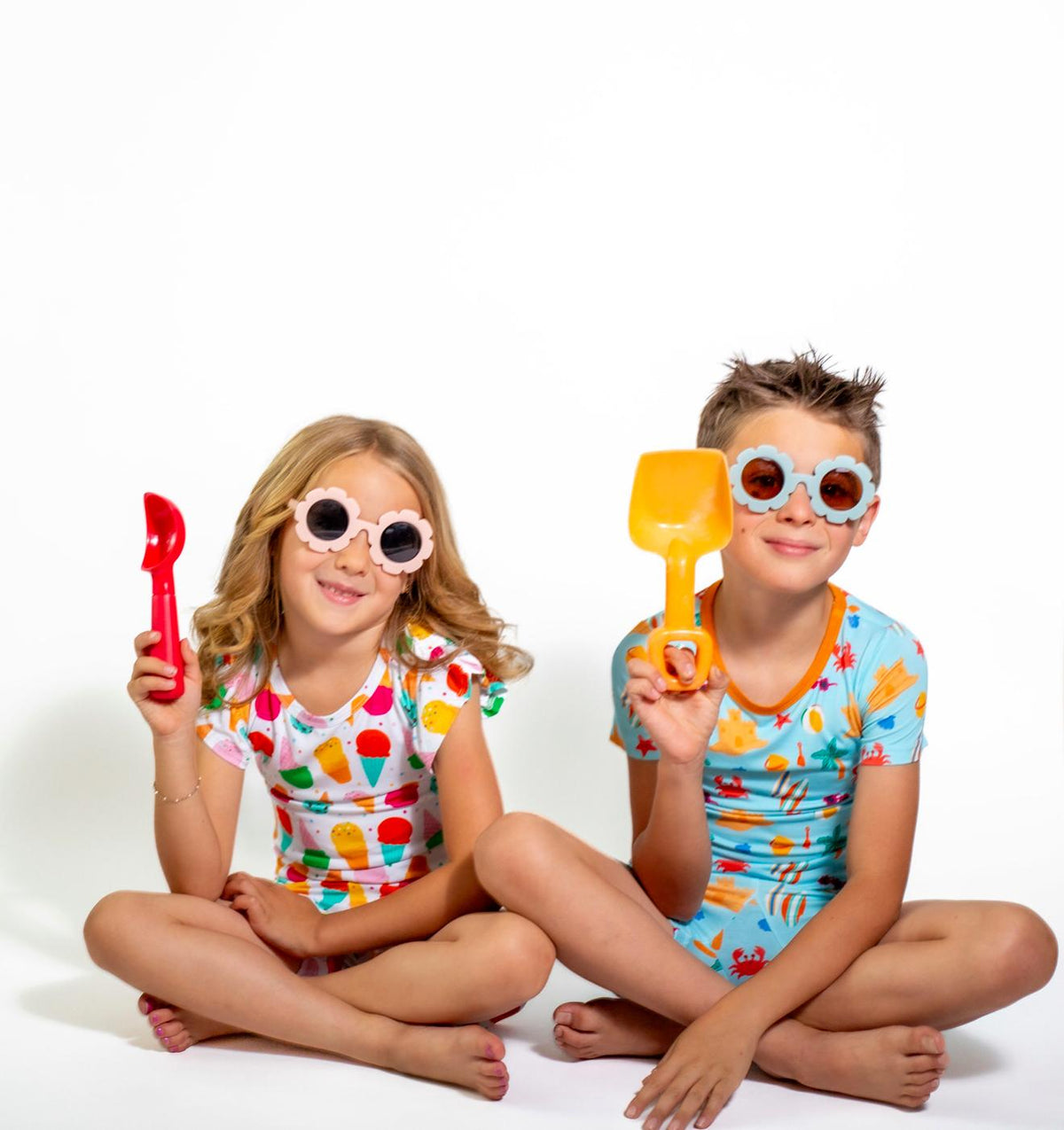 My First Ice Cream Cone Frilly Short Bamboo Pajamas For Girls | Soft & Breathable