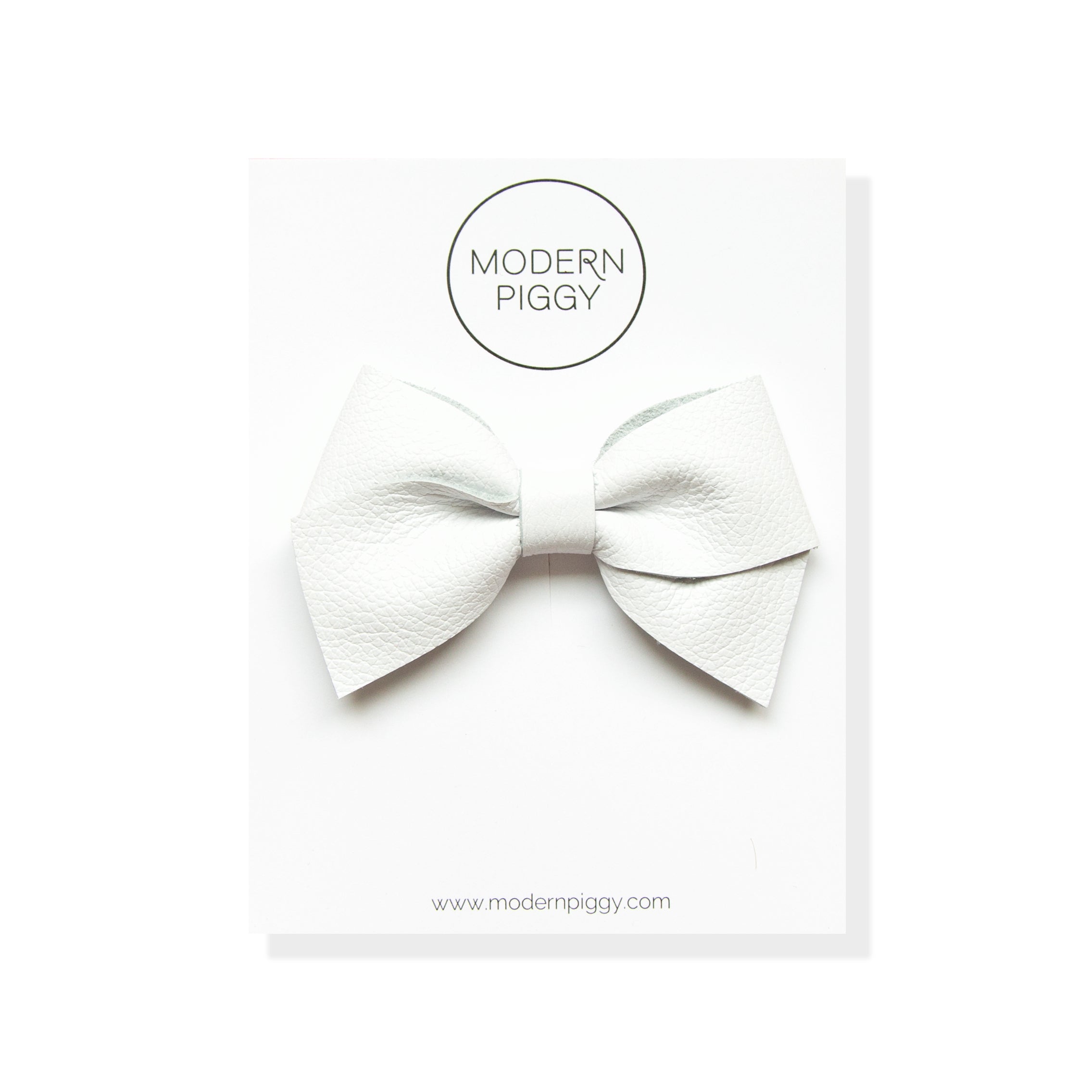 White | Big Leather Bow