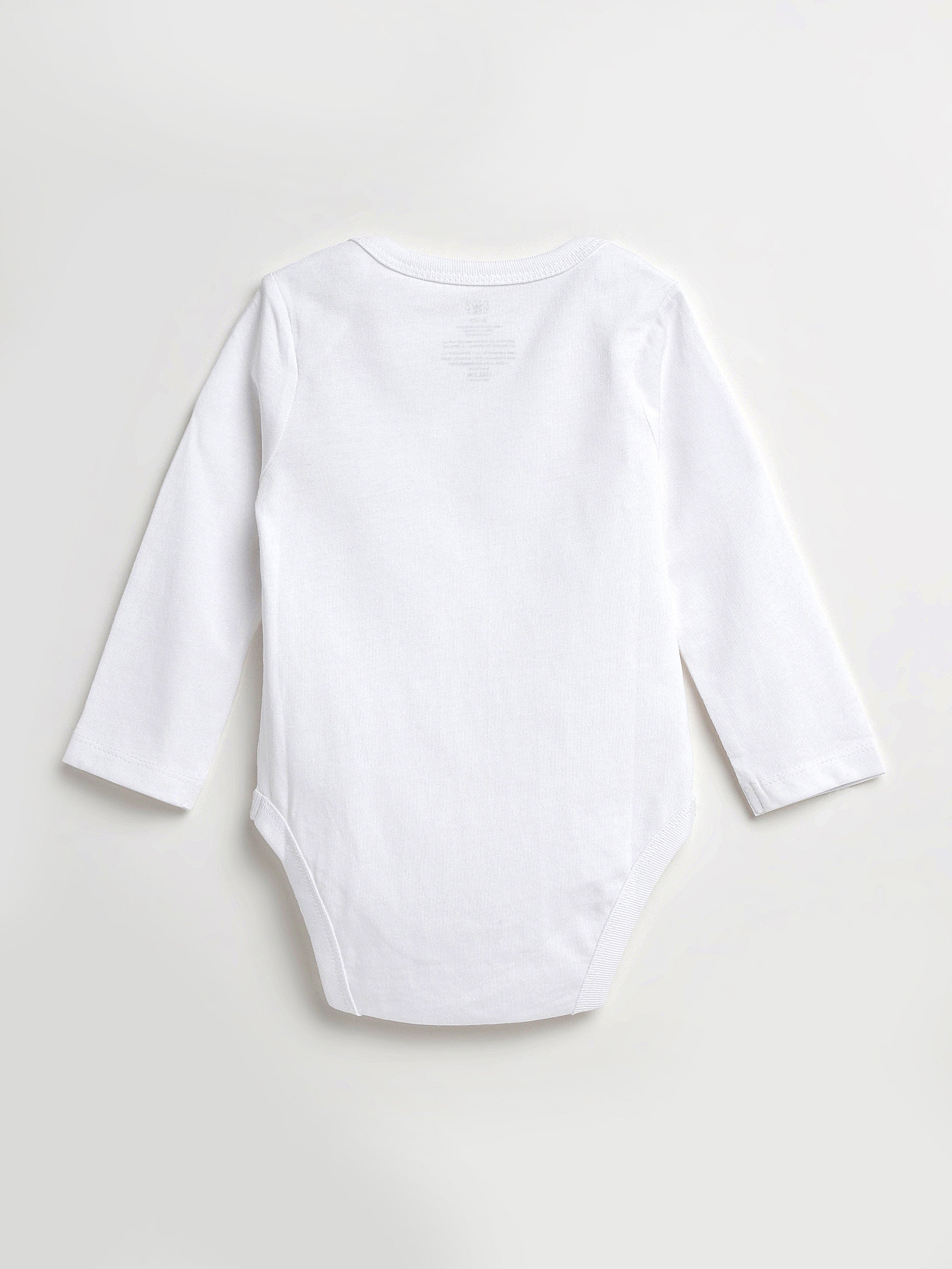 White Prayer Pocket Long Sleeve Bodysuit Cotton