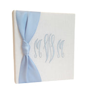 Baby Memory Book - White Linen (w/ Satin Bow)
