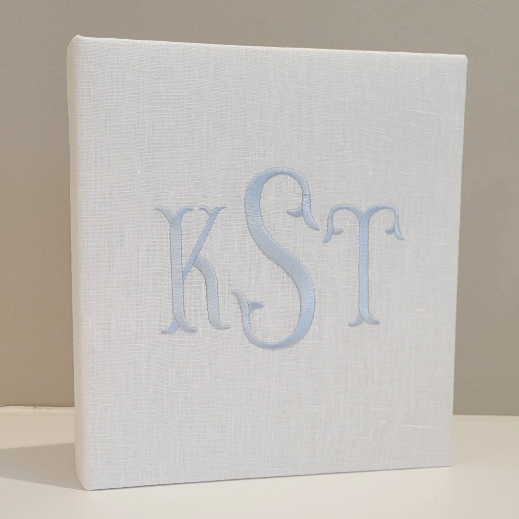 Baby Memory Book - White Linen (w/o Bow)