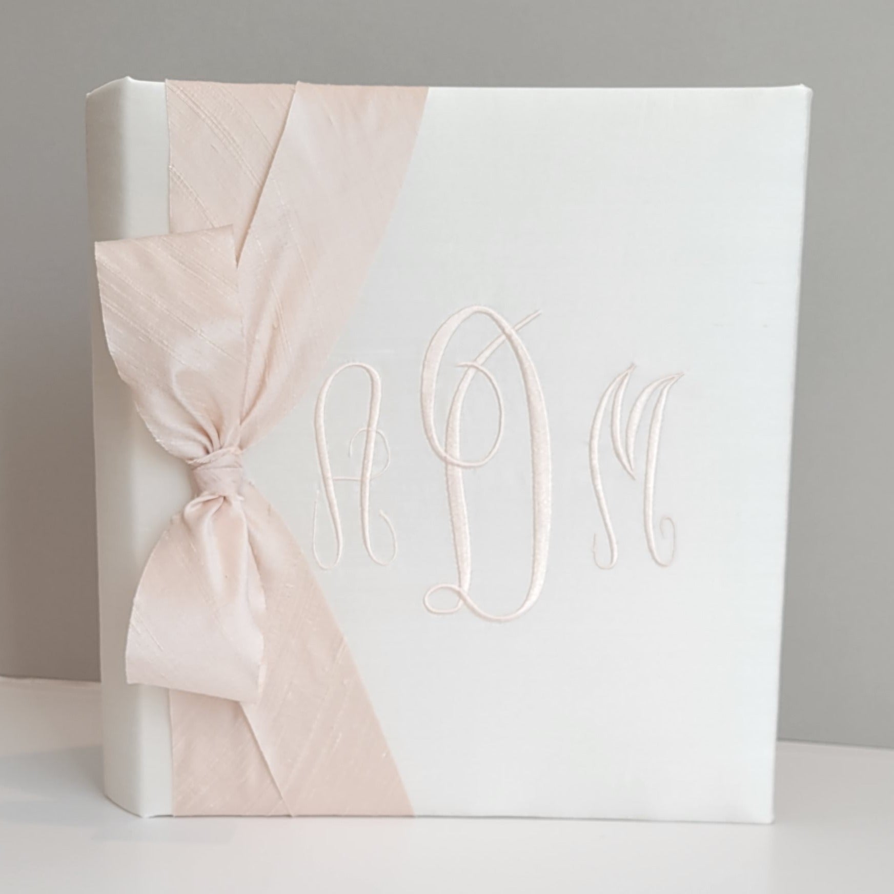 Baby Memory Book - White Silk (w/ Silk Bow)