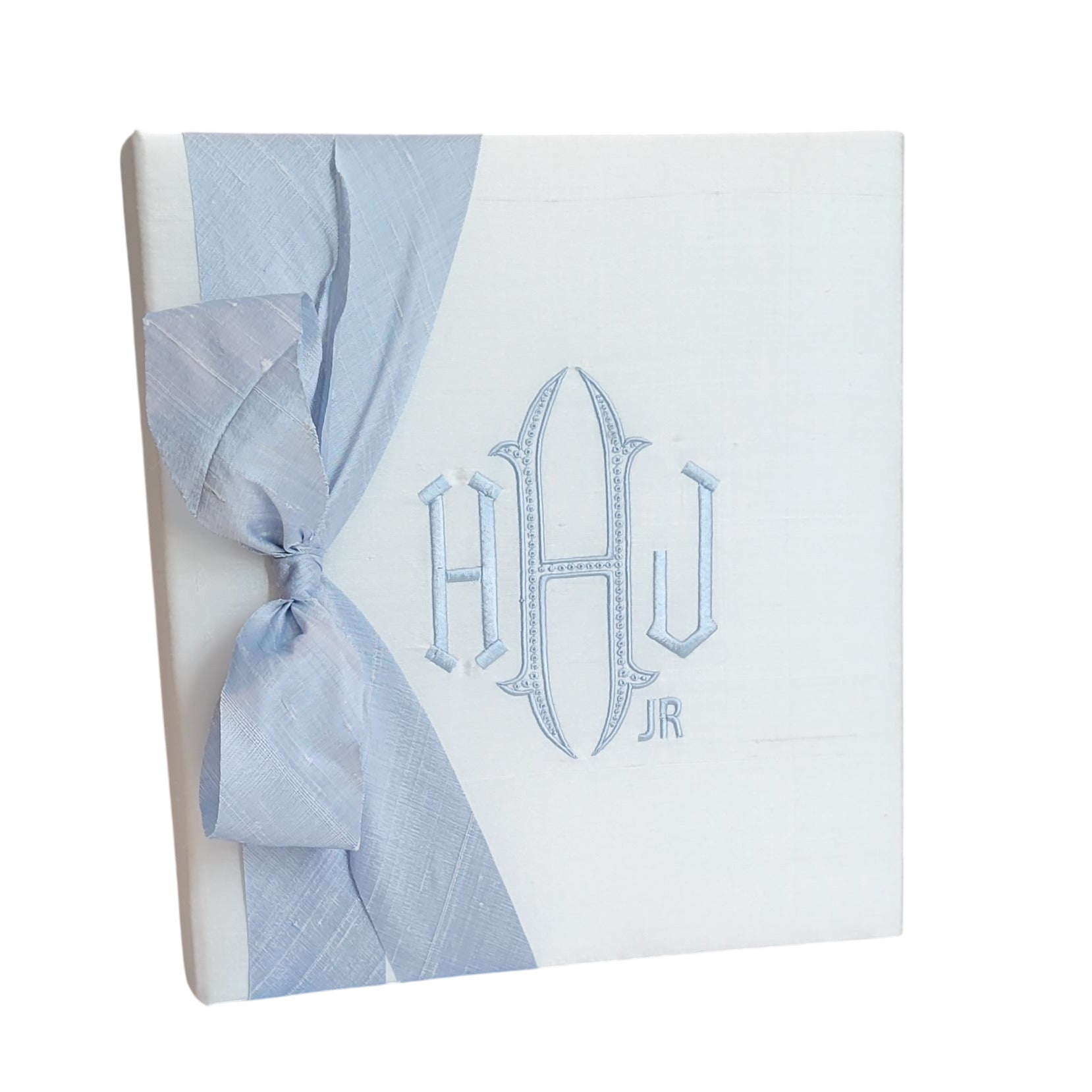 Baby Memory Book - White Silk (w/ Silk Bow)