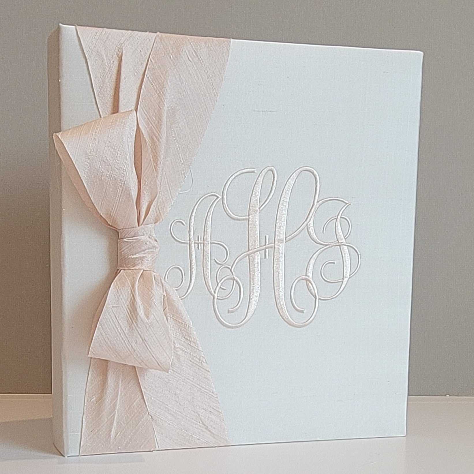 Baby Memory Book - White Silk (w/ Silk Bow)