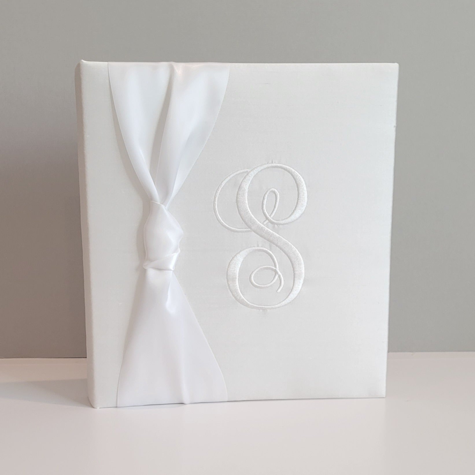 Baby Memory Book - White Silk (w/ Satin Bow)