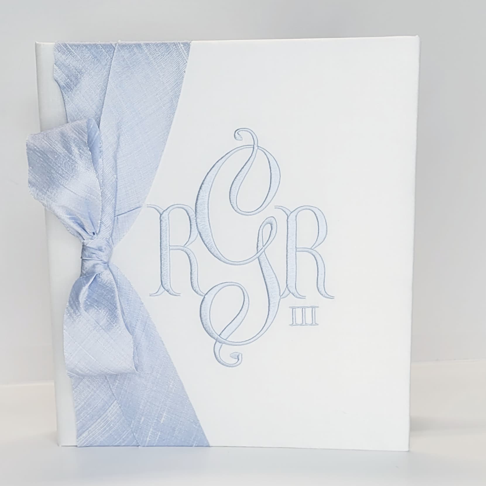 Baby Memory Book - White Silk (w/ Silk Bow)