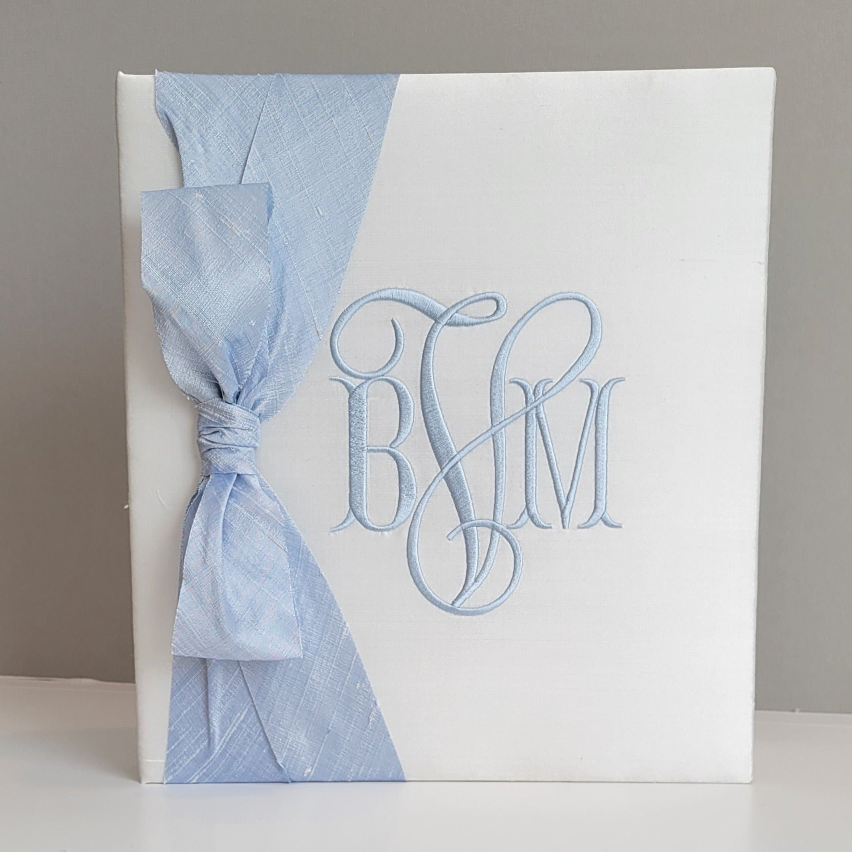 Baby Memory Book - White Silk (w/ Silk Bow)