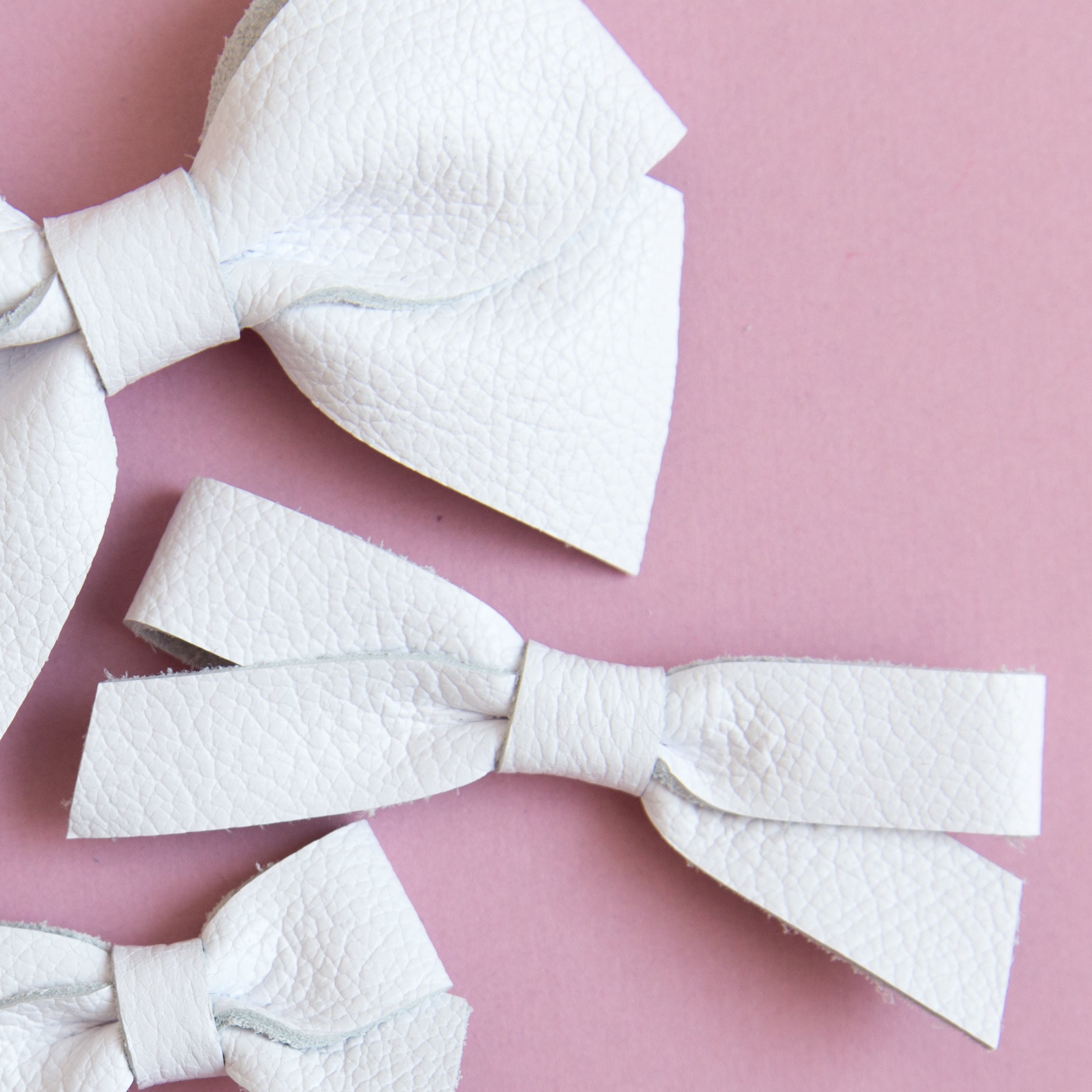 White | Big Leather Bow