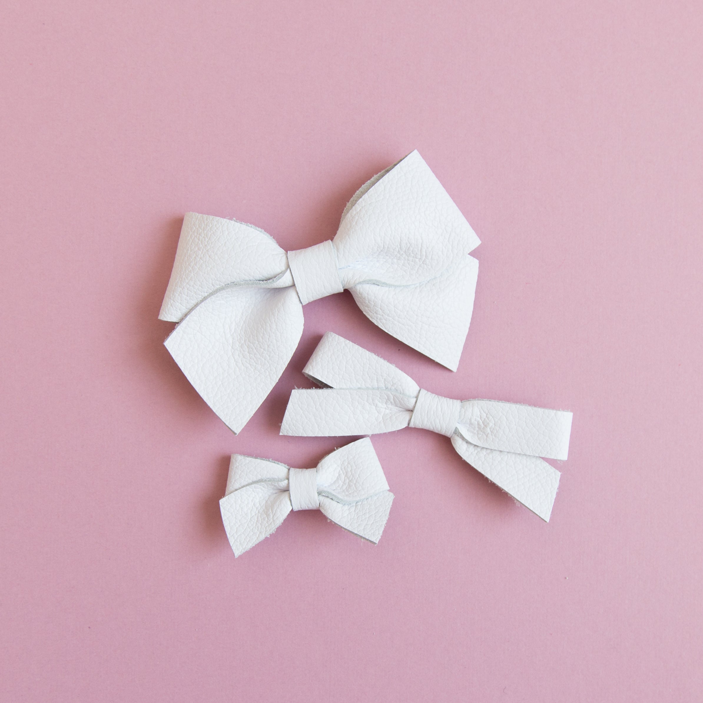 White | Big Leather Bow