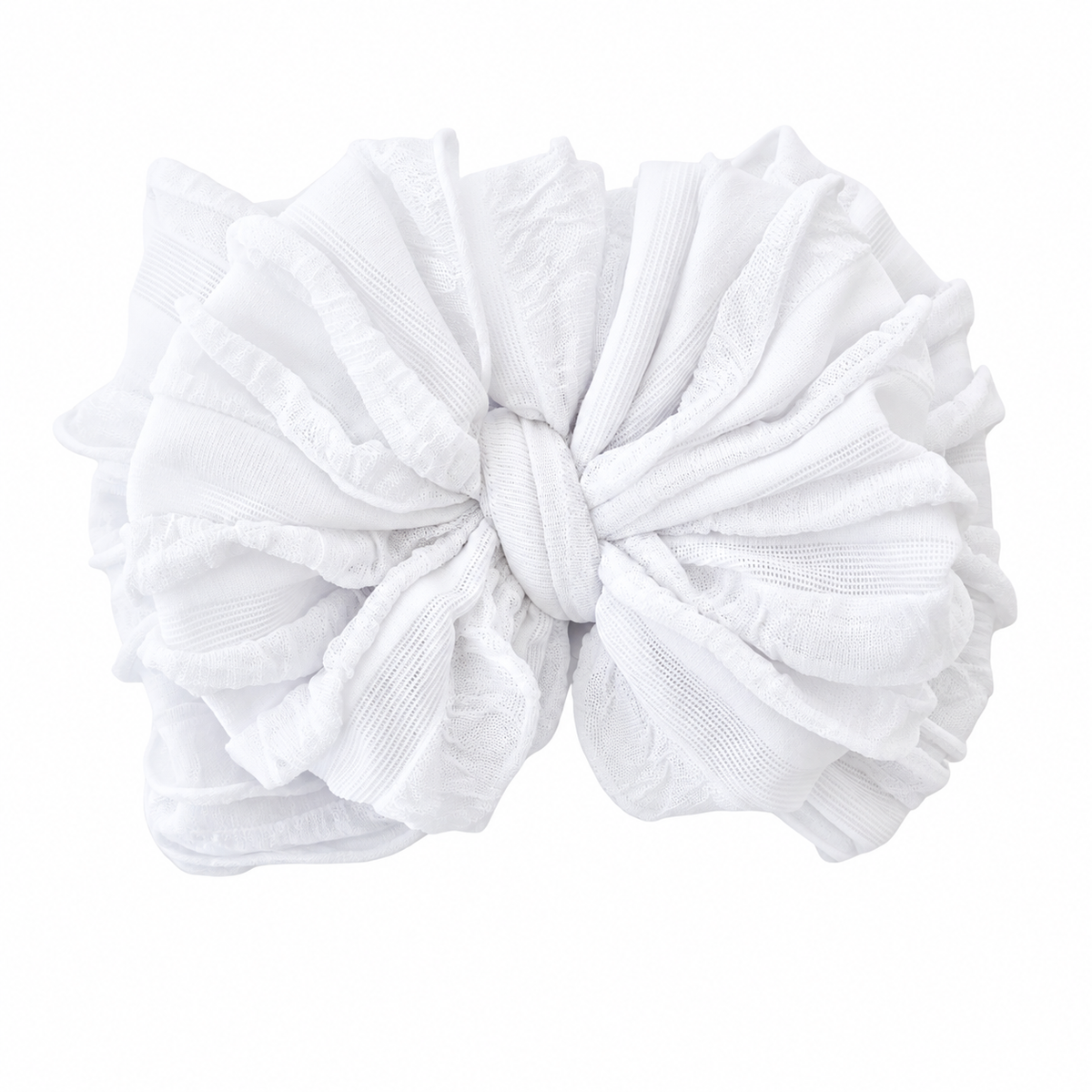 White | Signature Ruffled Baby Headband